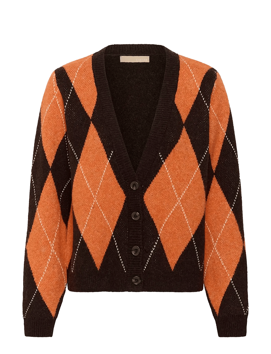 Culture - CUargyle Cardigan - strickjacken - brown argyle - 0