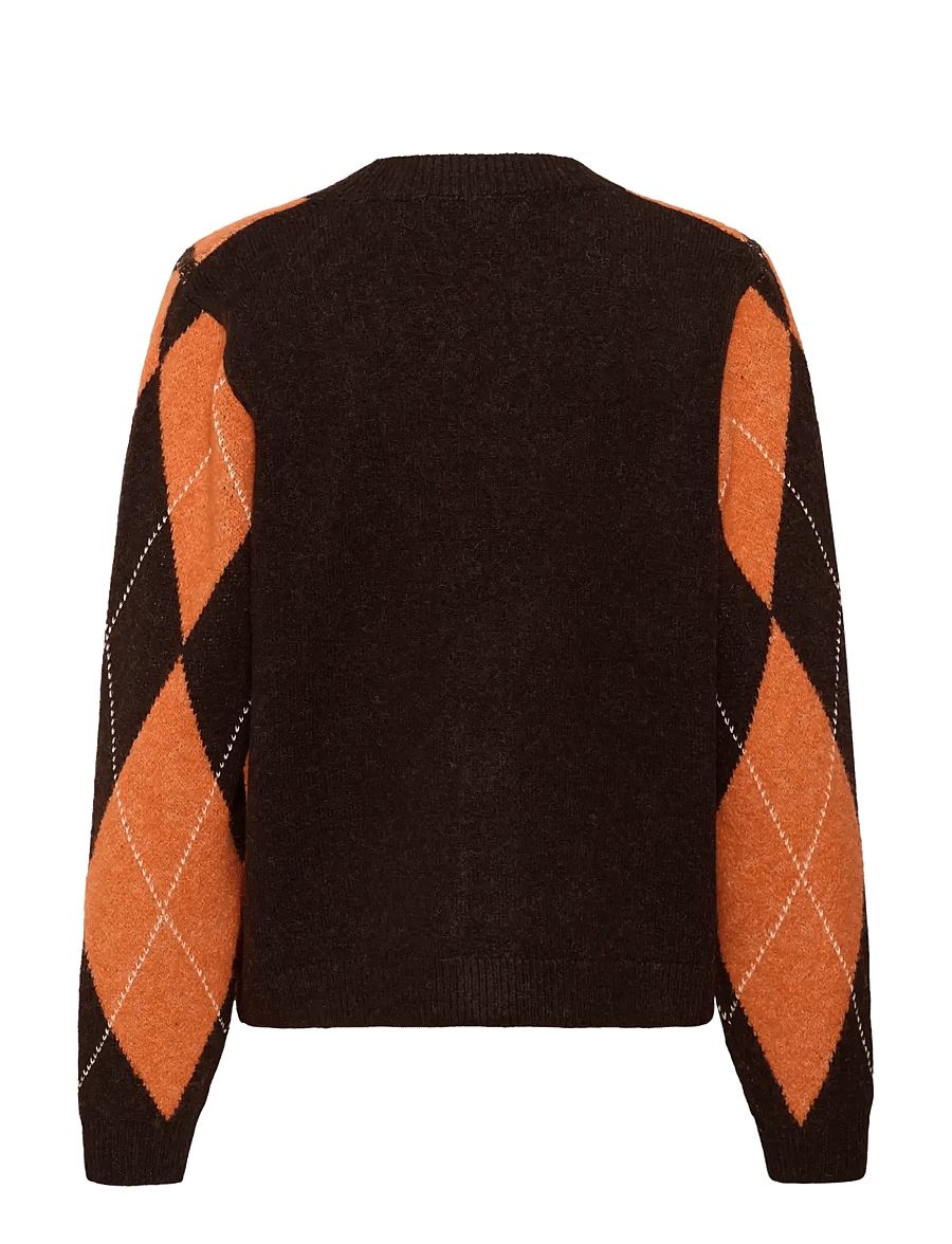 Culture - CUargyle Cardigan - strickjacken - brown argyle - 1