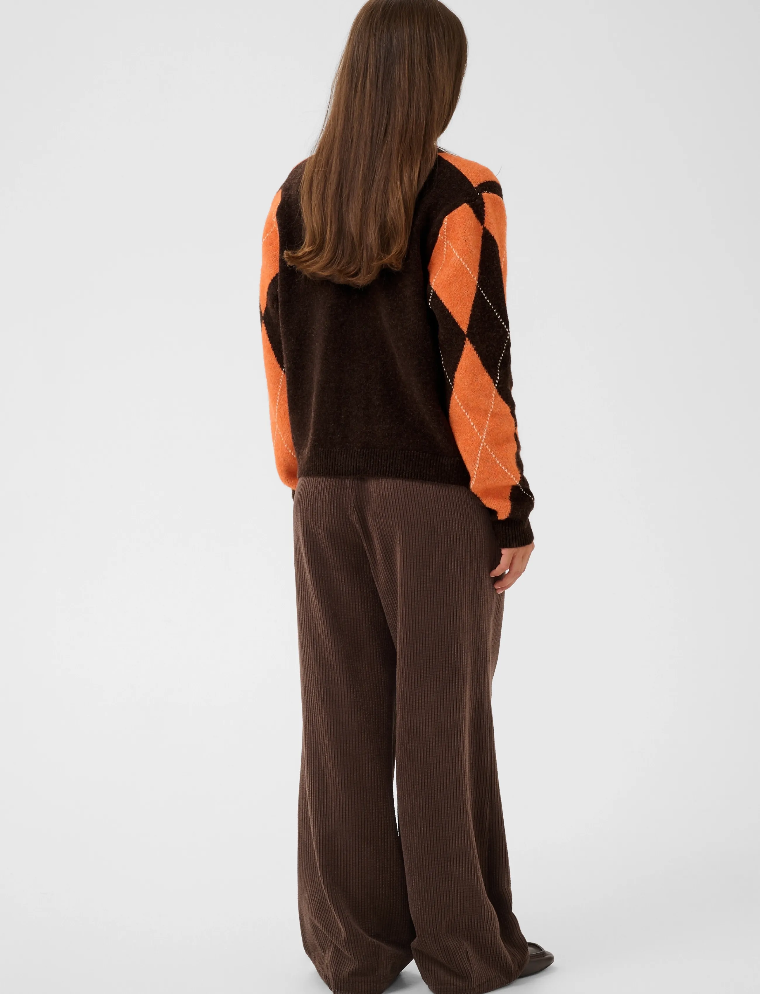 Culture - CUargyle Cardigan - strickjacken - brown argyle - 4