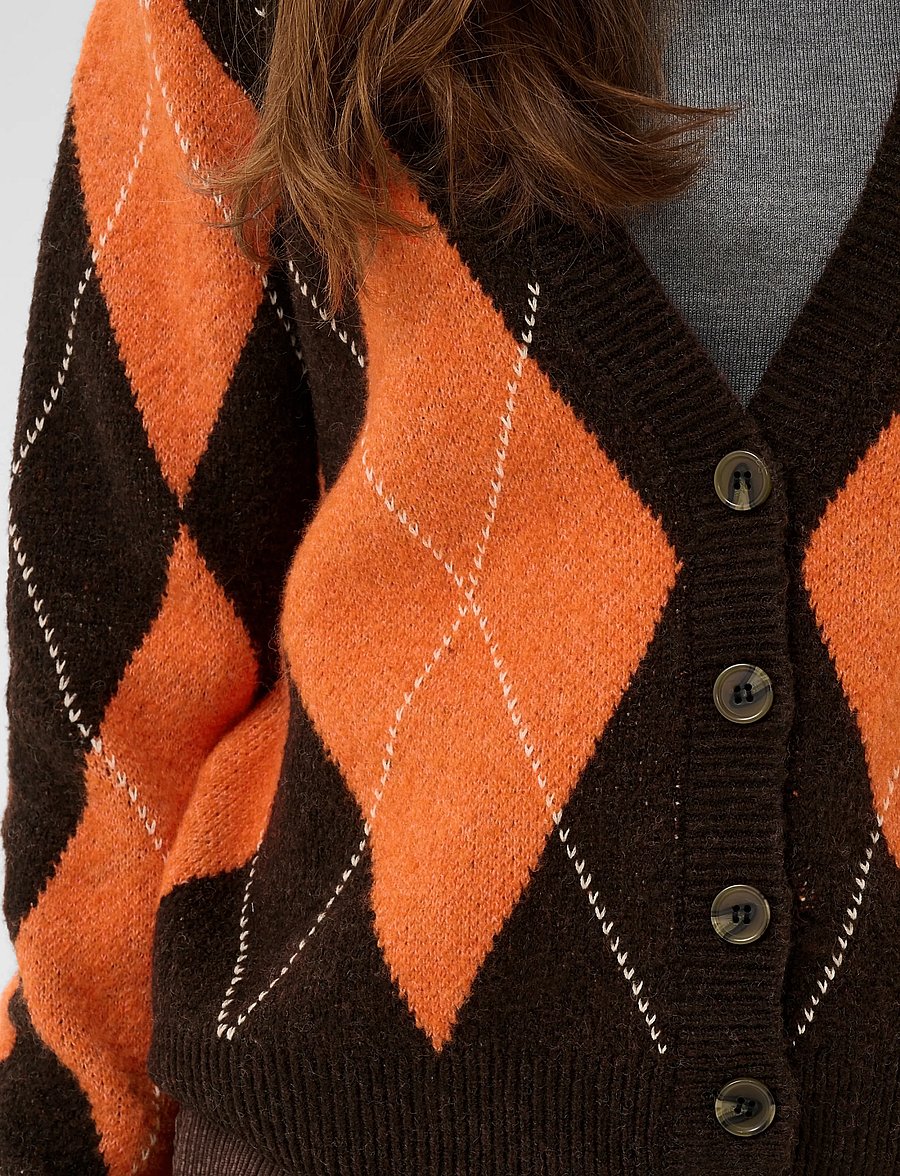 Culture - CUargyle Cardigan - strickjacken - brown argyle - 5