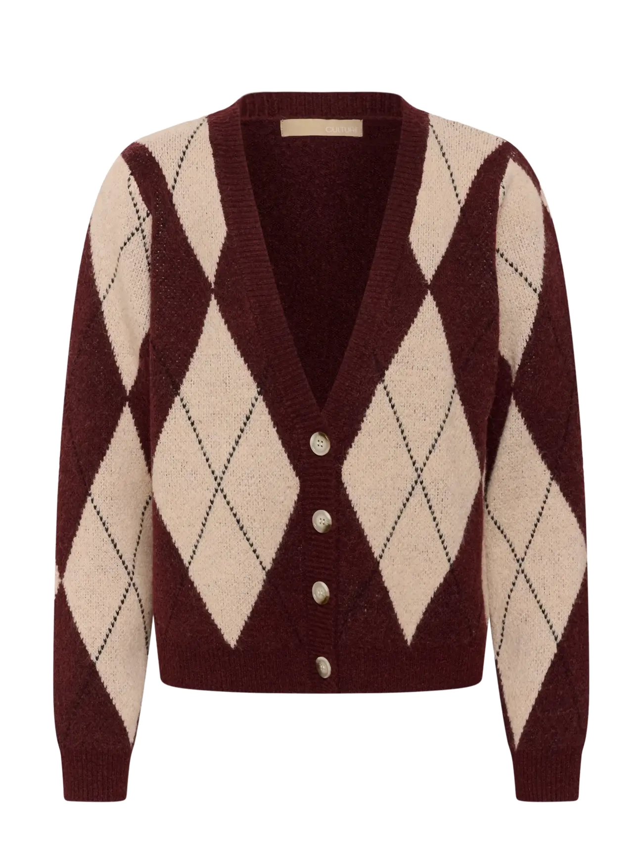 Culture CUargyle Cardigan - Strickjacken - BURGUNDY ARGYLE / burgundy