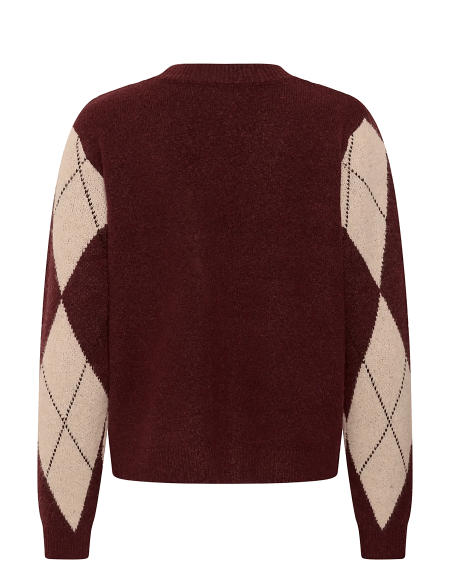 Culture - CUargyle Cardigan - strickjacken - burgundy argyle - 1