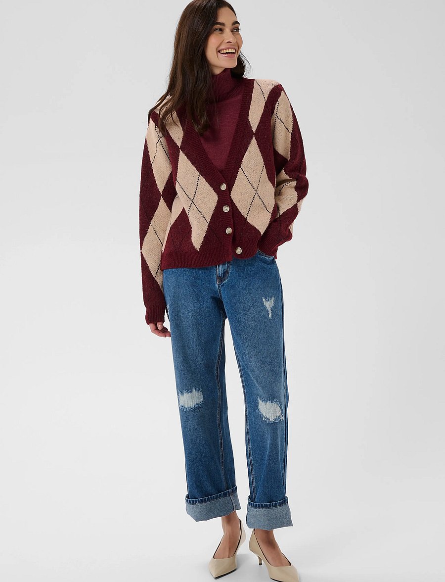 Culture - CUargyle Cardigan - strickjacken - burgundy argyle - 3