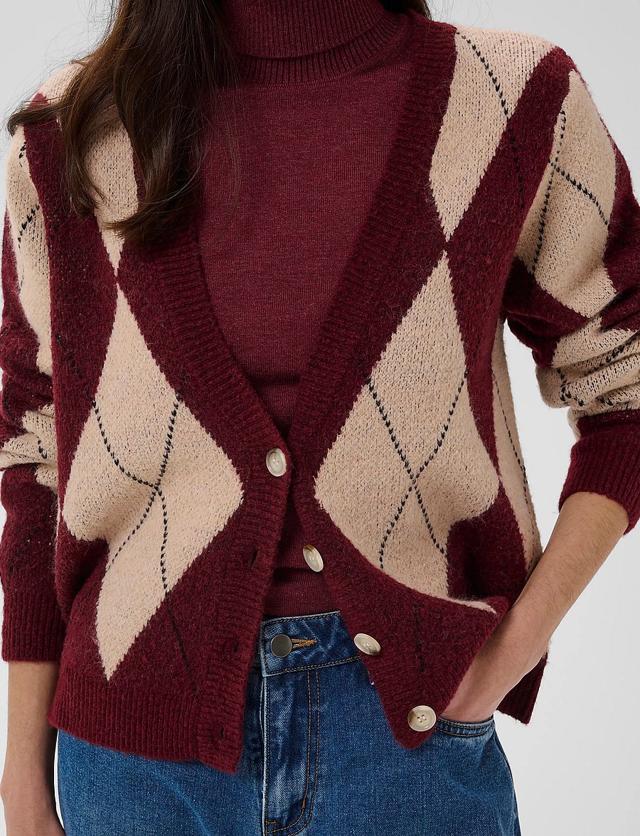 Culture - CUargyle Cardigan - strickjacken - burgundy argyle - 5
