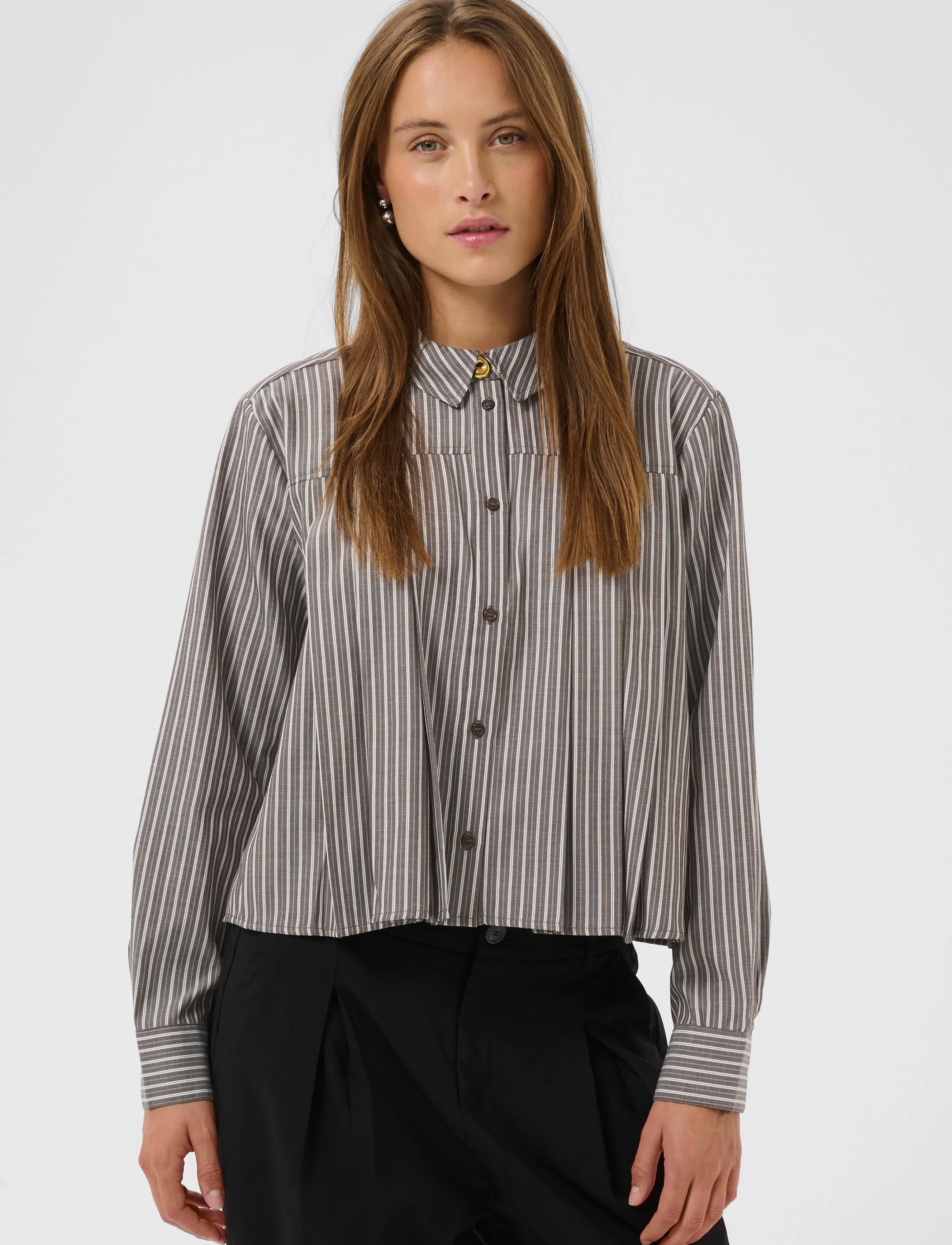 Culture - CUmanga Shirt - langärmlige hemden - brown/white stripe - 2