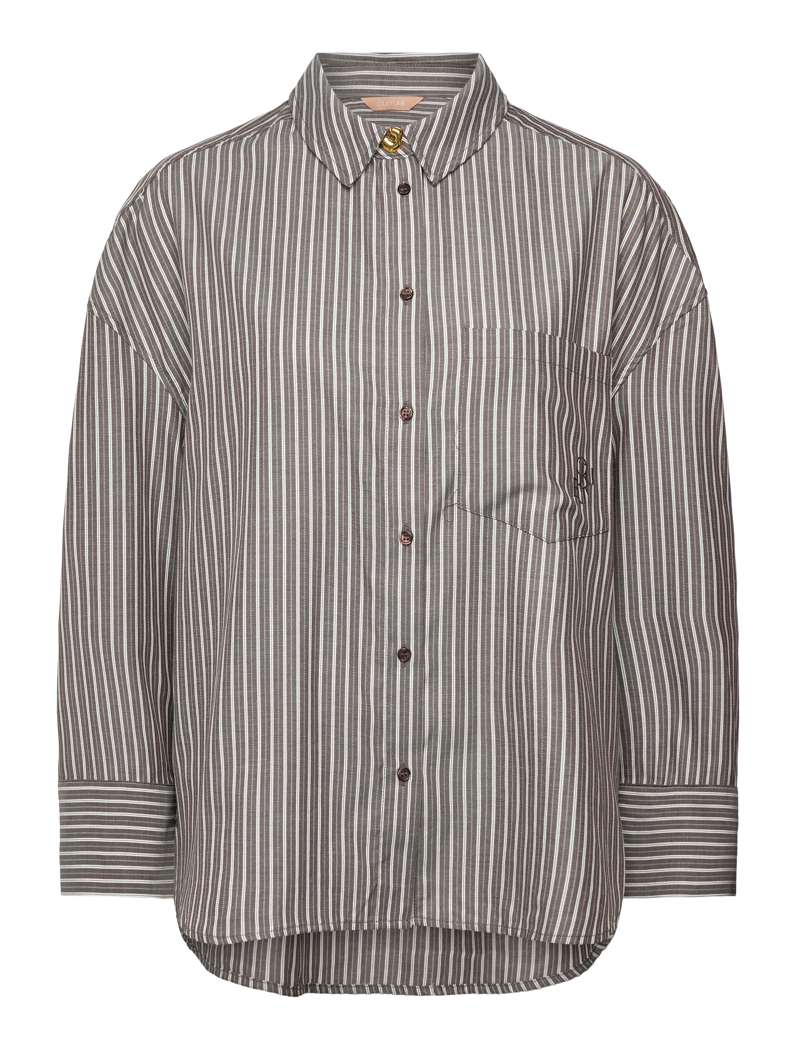 Culture CUmanga Oversize Shirt - Tøj - BROWN/WHITE STRIPE / brown