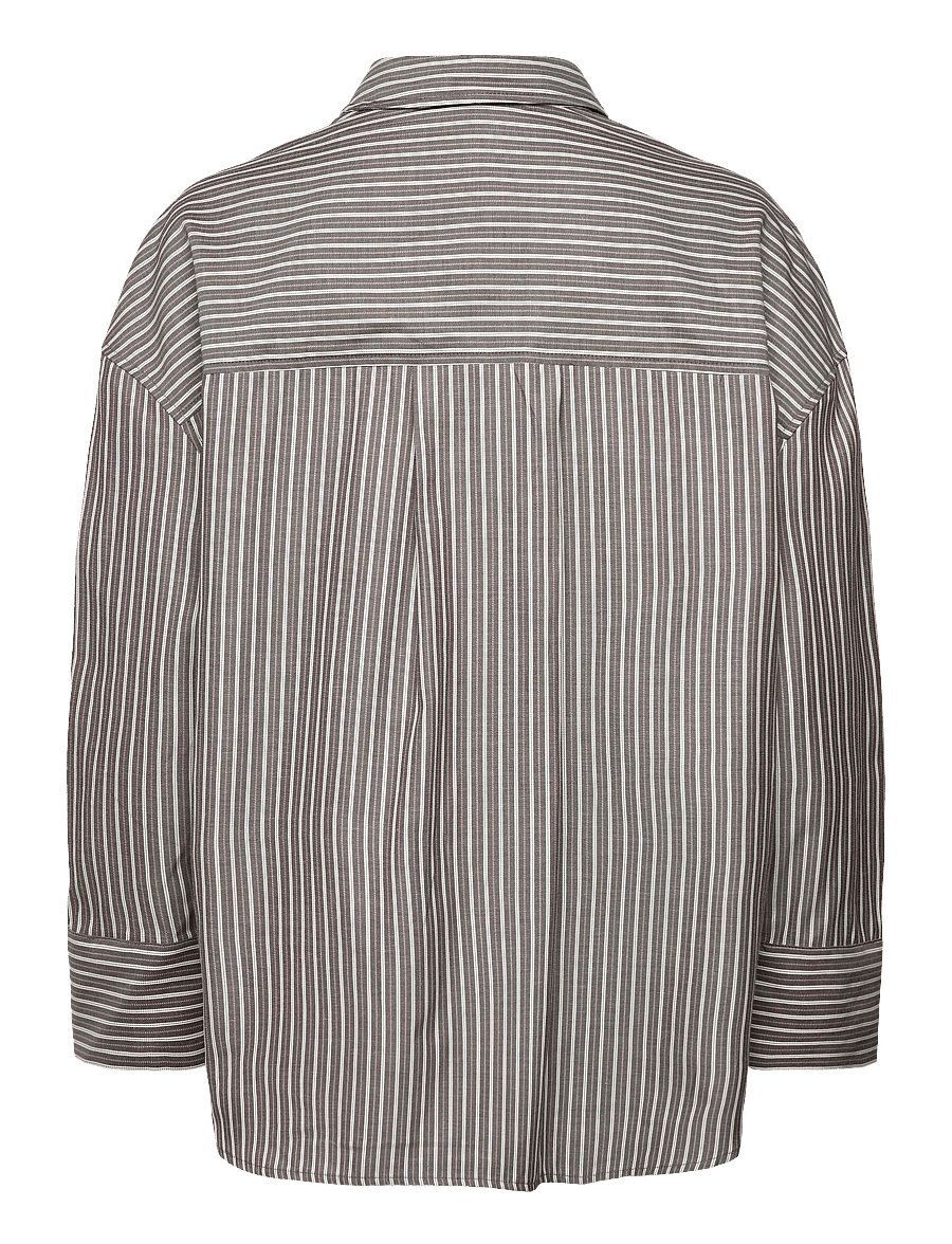 Culture - CUmanga Oversize Shirt - langärmlige hemden - brown/white stripe - 1