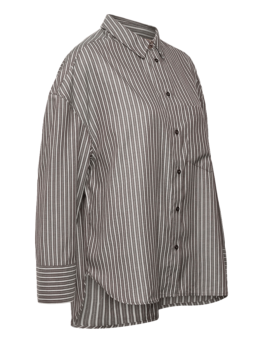 Culture - CUmanga Oversize Shirt - long-sleeved shirts - brown/white stripe - 2