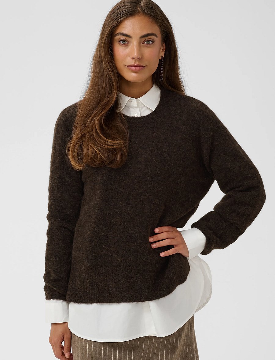 Culture - CUbiebber Cacheia Pullover - striktrøjer - coffee bean melange - 2