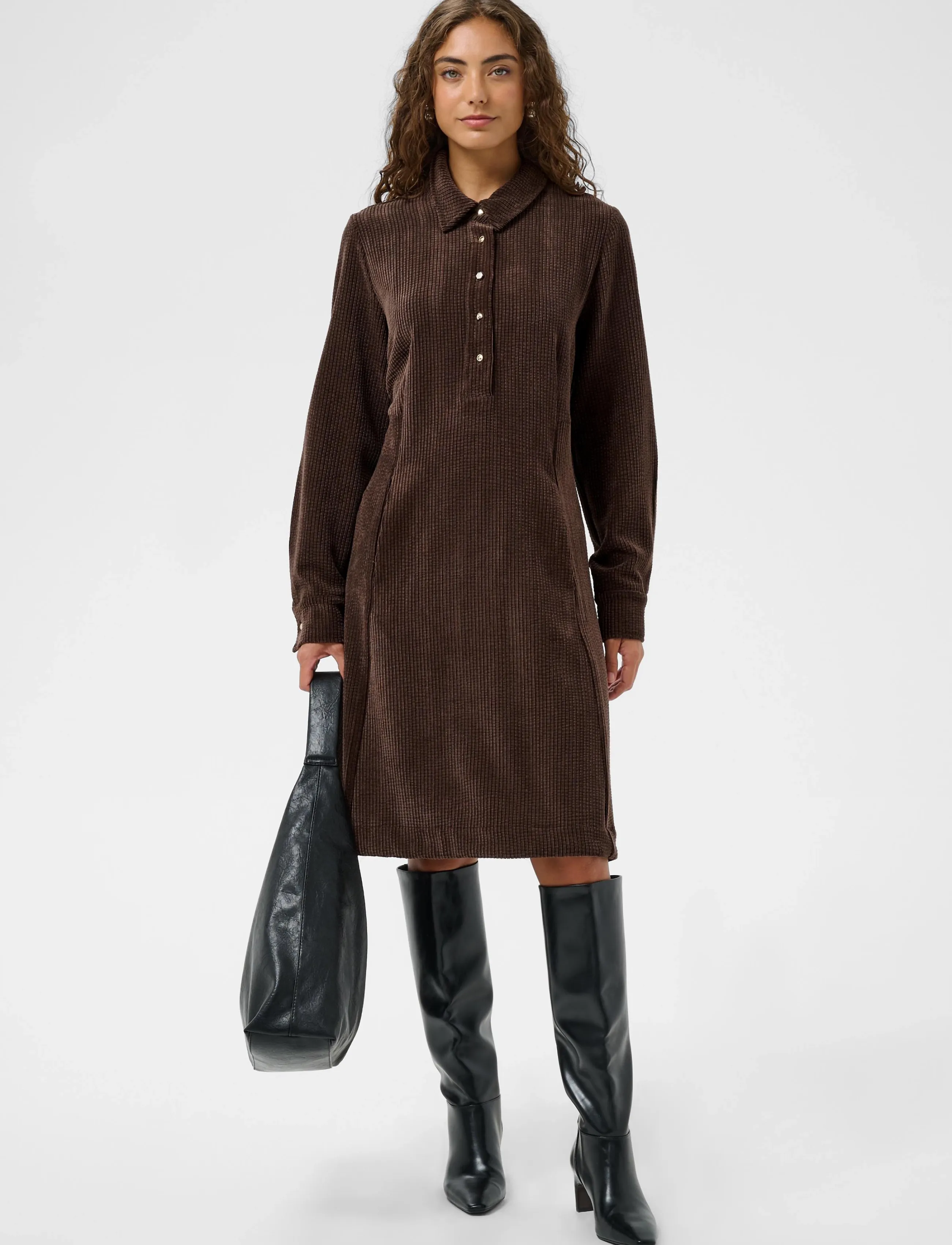 Culture - CUannike Dress - skjortklänningar - coffee bean - 2