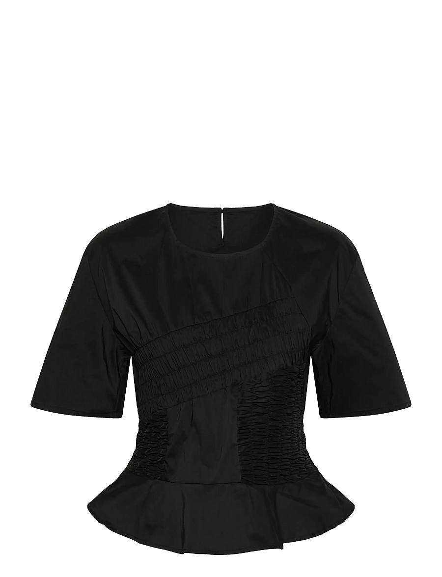 Culture - CUajda Antoinett SS Blouse - kortærmede bluser - black - 0