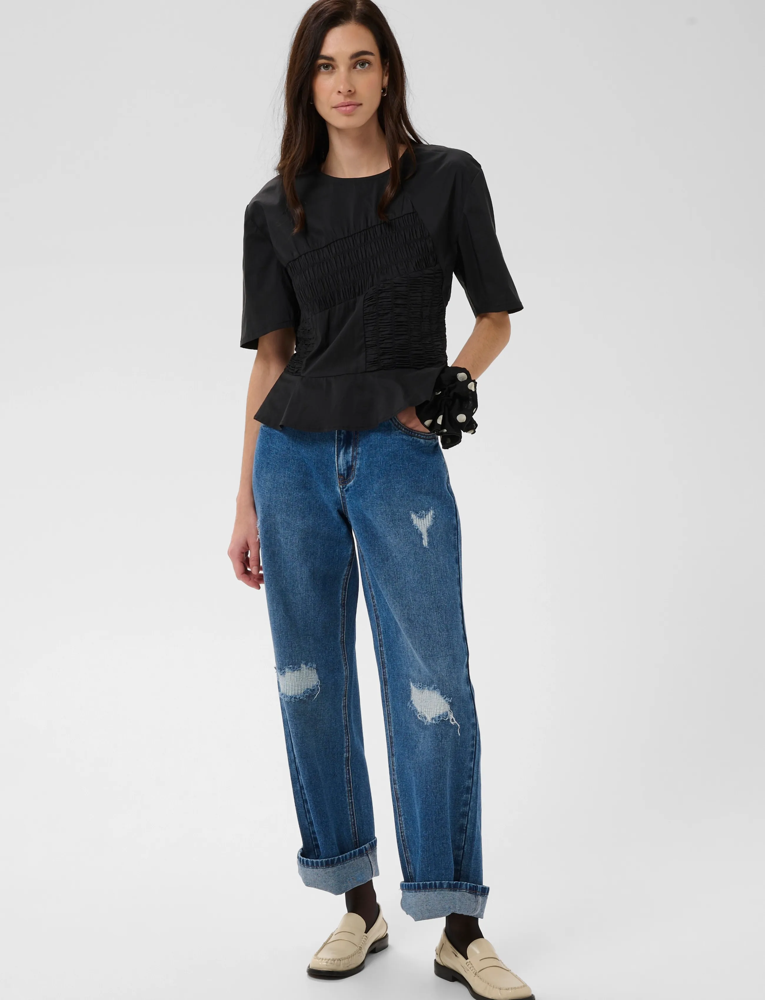 Culture - CUajda Antoinett SS Blouse - kortærmede bluser - black - 3