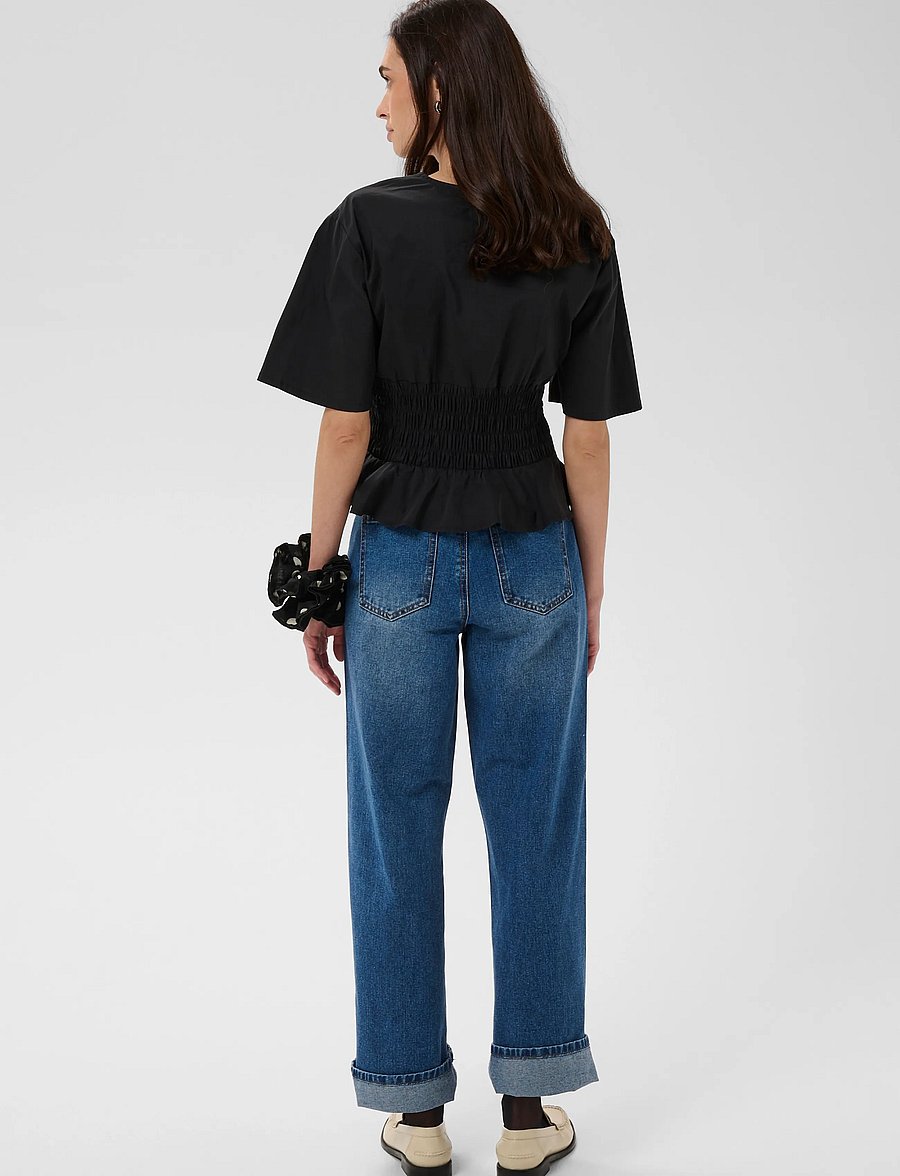 Culture - CUajda Antoinett SS Blouse - kortærmede bluser - black - 4