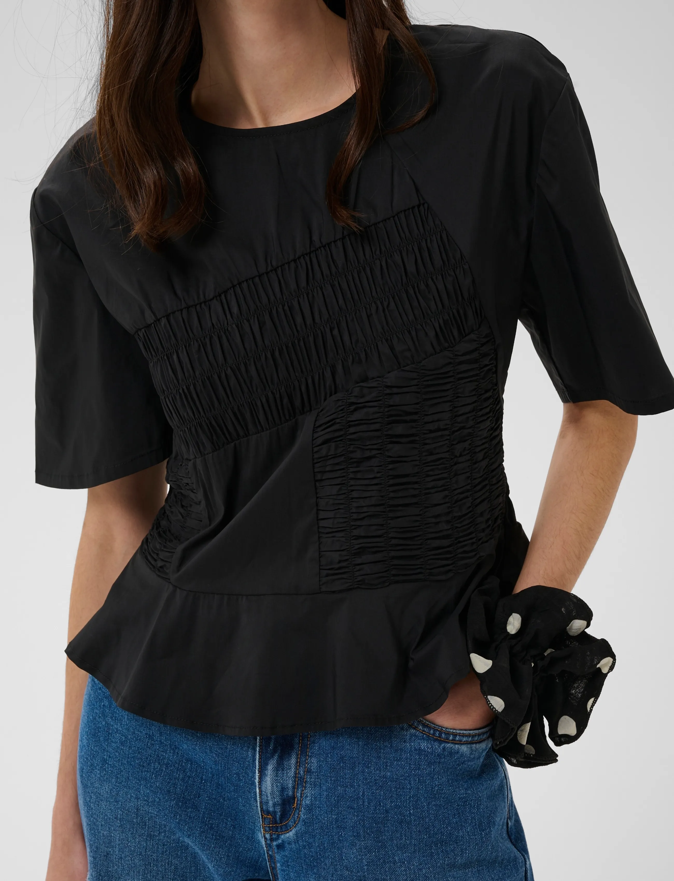 Culture - CUajda Antoinett SS Blouse - kortærmede bluser - black - 5