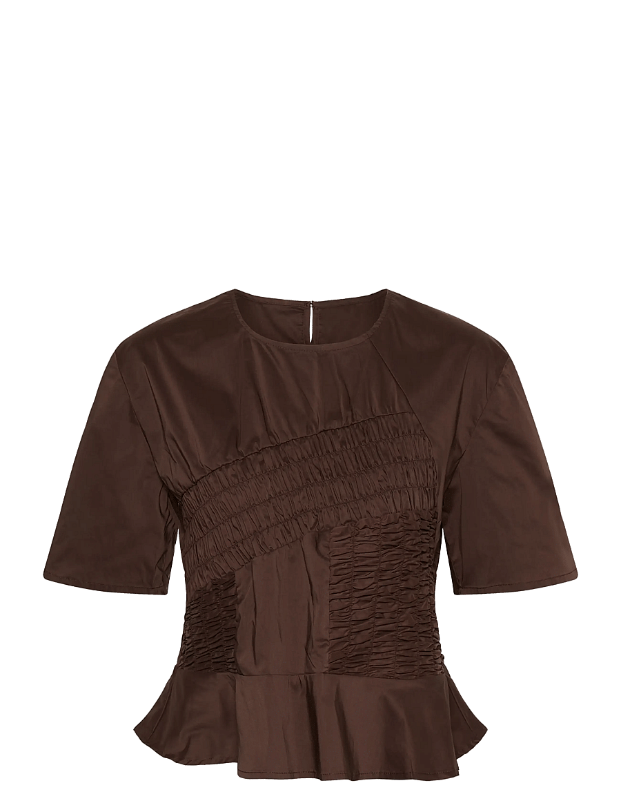Culture - CUajda Antoinett SS Blouse - kortærmede bluser - coffee bean - 0