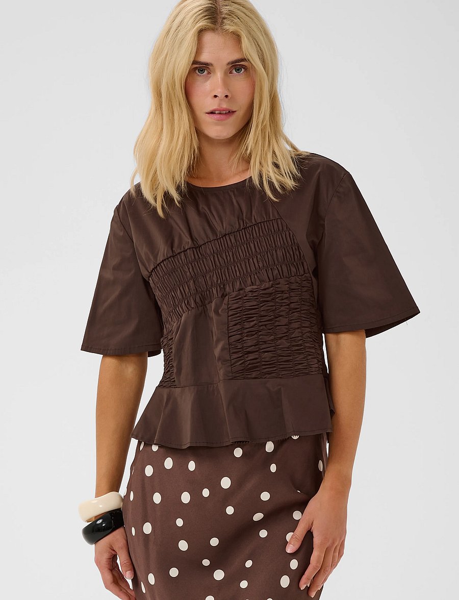 Culture - CUajda Antoinett SS Blouse - kortærmede bluser - coffee bean - 2