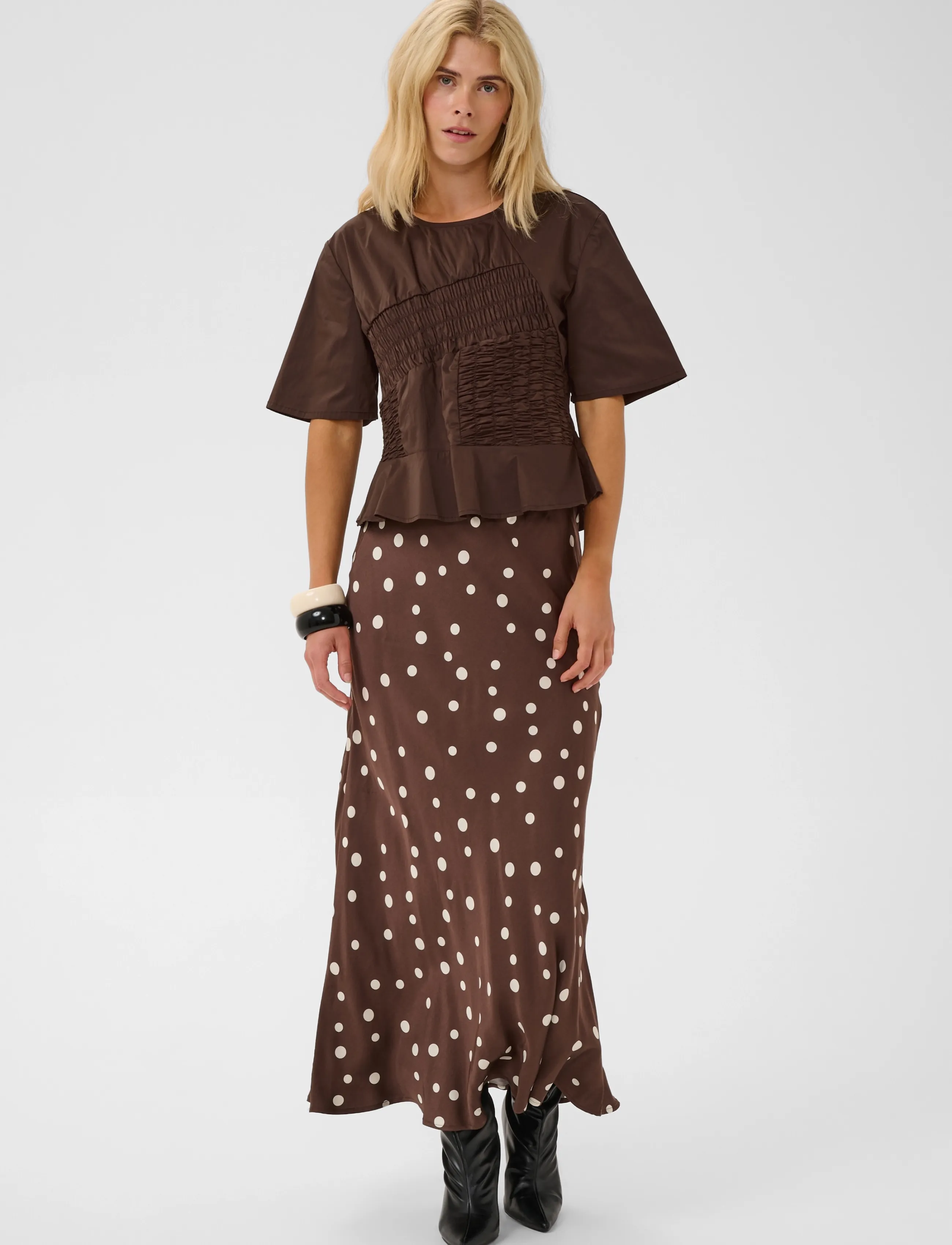 Culture - CUajda Antoinett SS Blouse - kortærmede bluser - coffee bean - 3