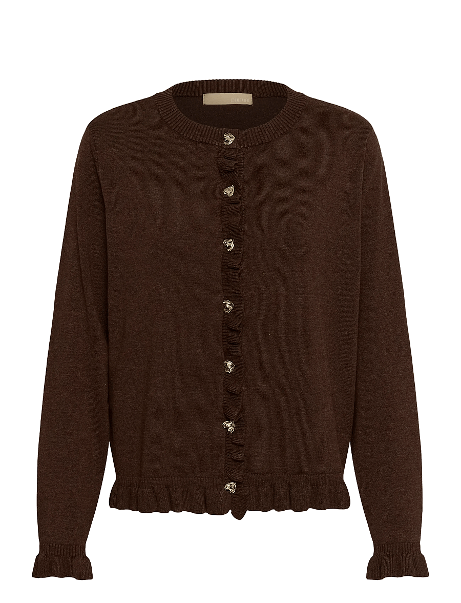 Culture - CUclare Annemarie Frill Cardigan - kardiganid - coffee bean melange - 0