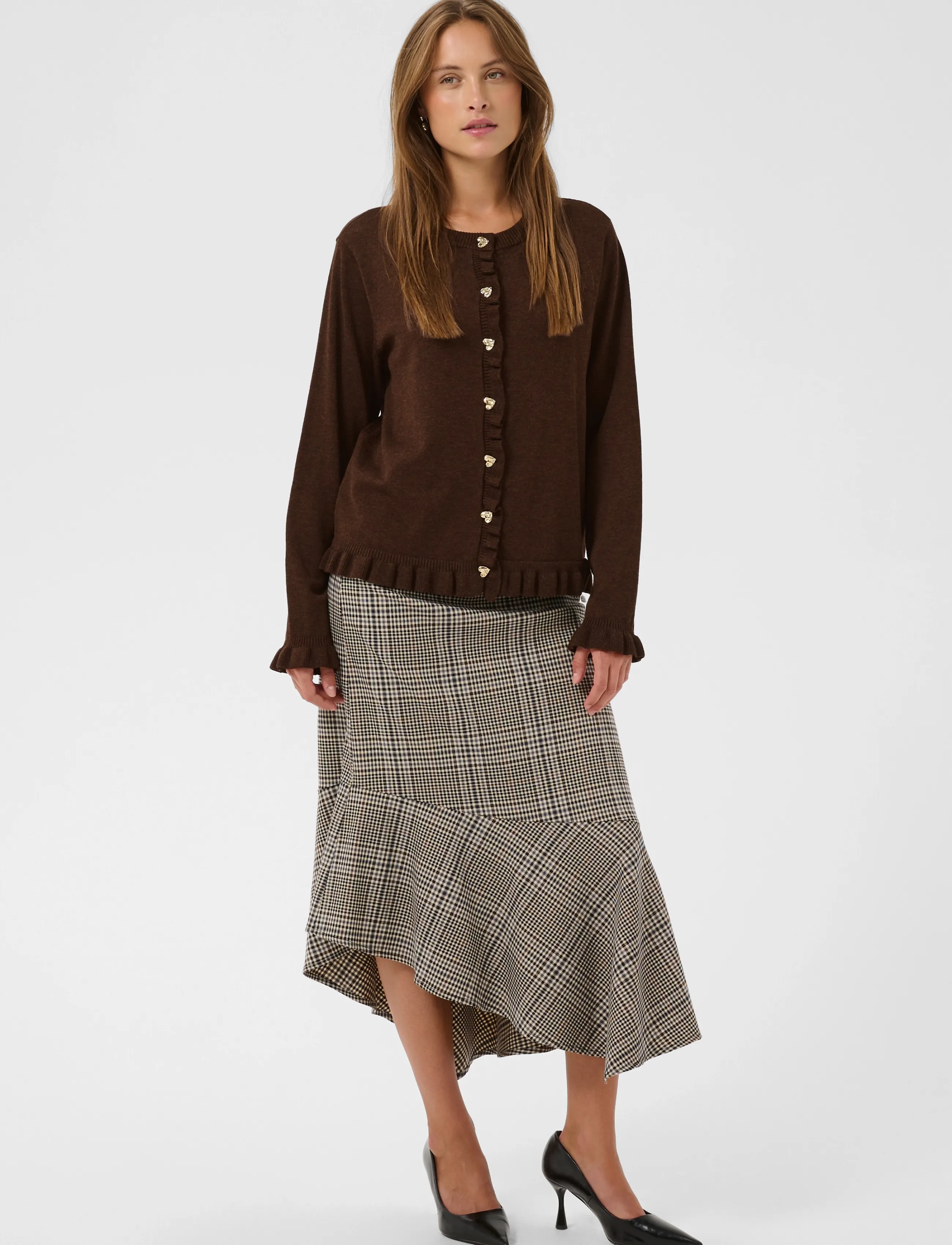 Culture - CUclare Annemarie Frill Cardigan - strickjacken - coffee bean melange - 3