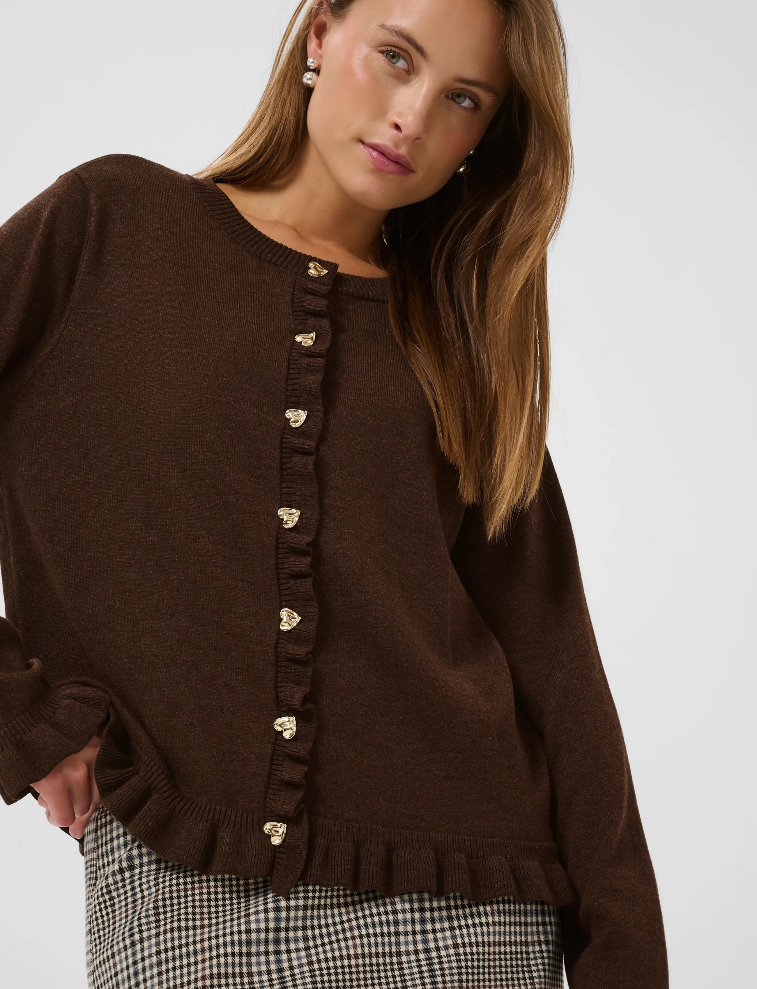Culture - CUclare Annemarie Frill Cardigan - strickjacken - coffee bean melange - 5