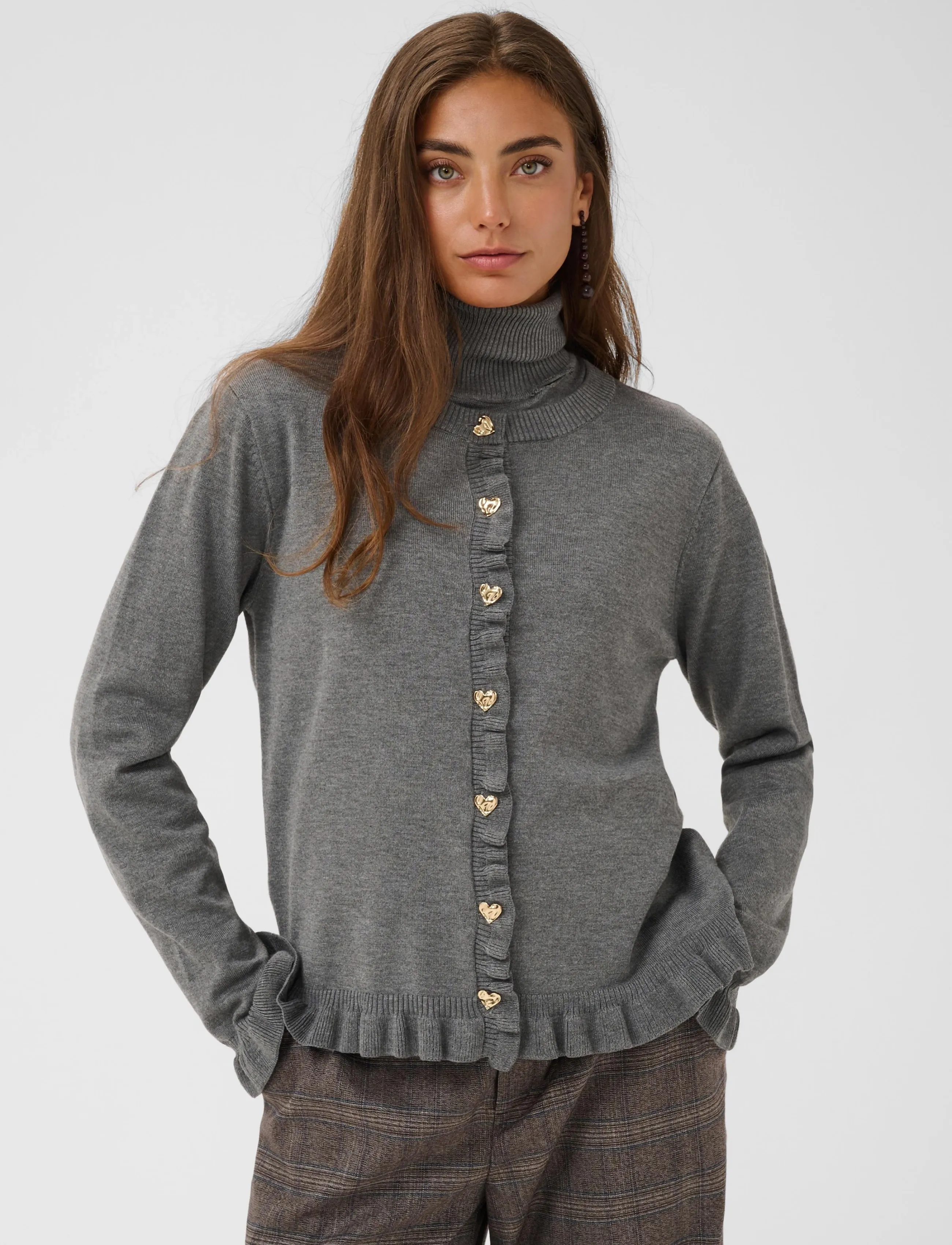 Culture - CUclare Annemarie Frill Cardigan - kardiganid - mid grey melange - 2