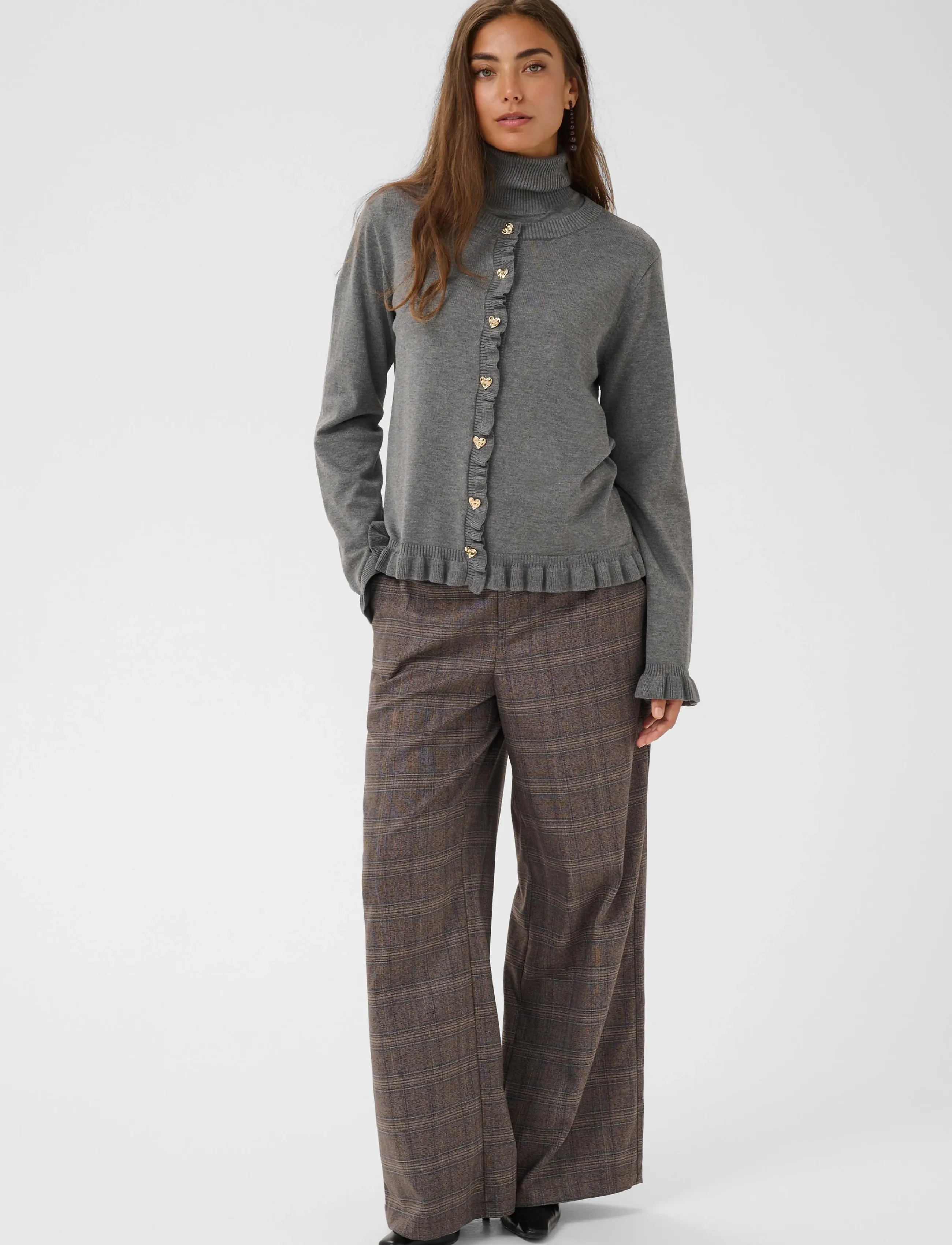 Culture - CUclare Annemarie Frill Cardigan - kardiganid - mid grey melange - 3
