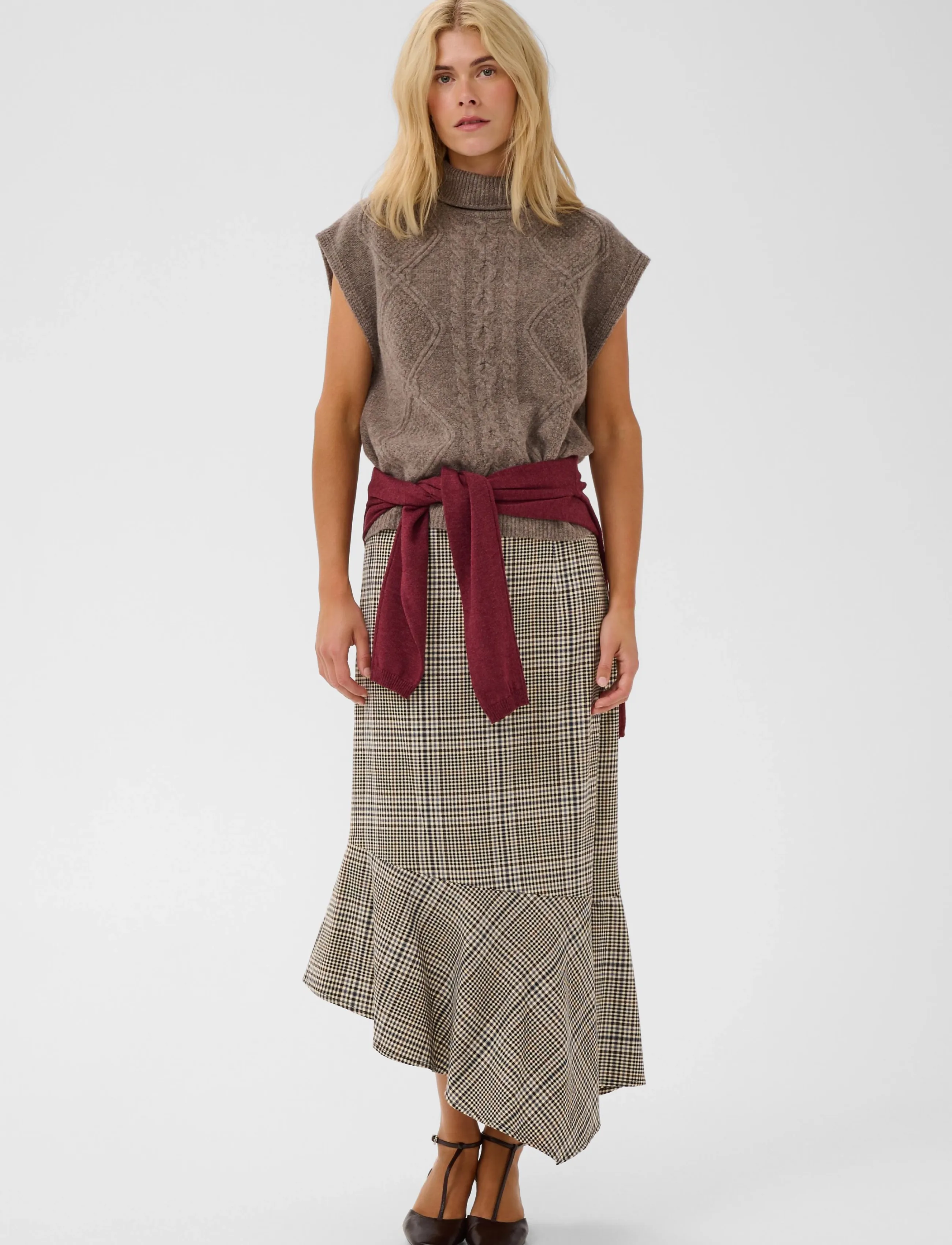 Culture - CUbirsen Long Skirt - black check - 3