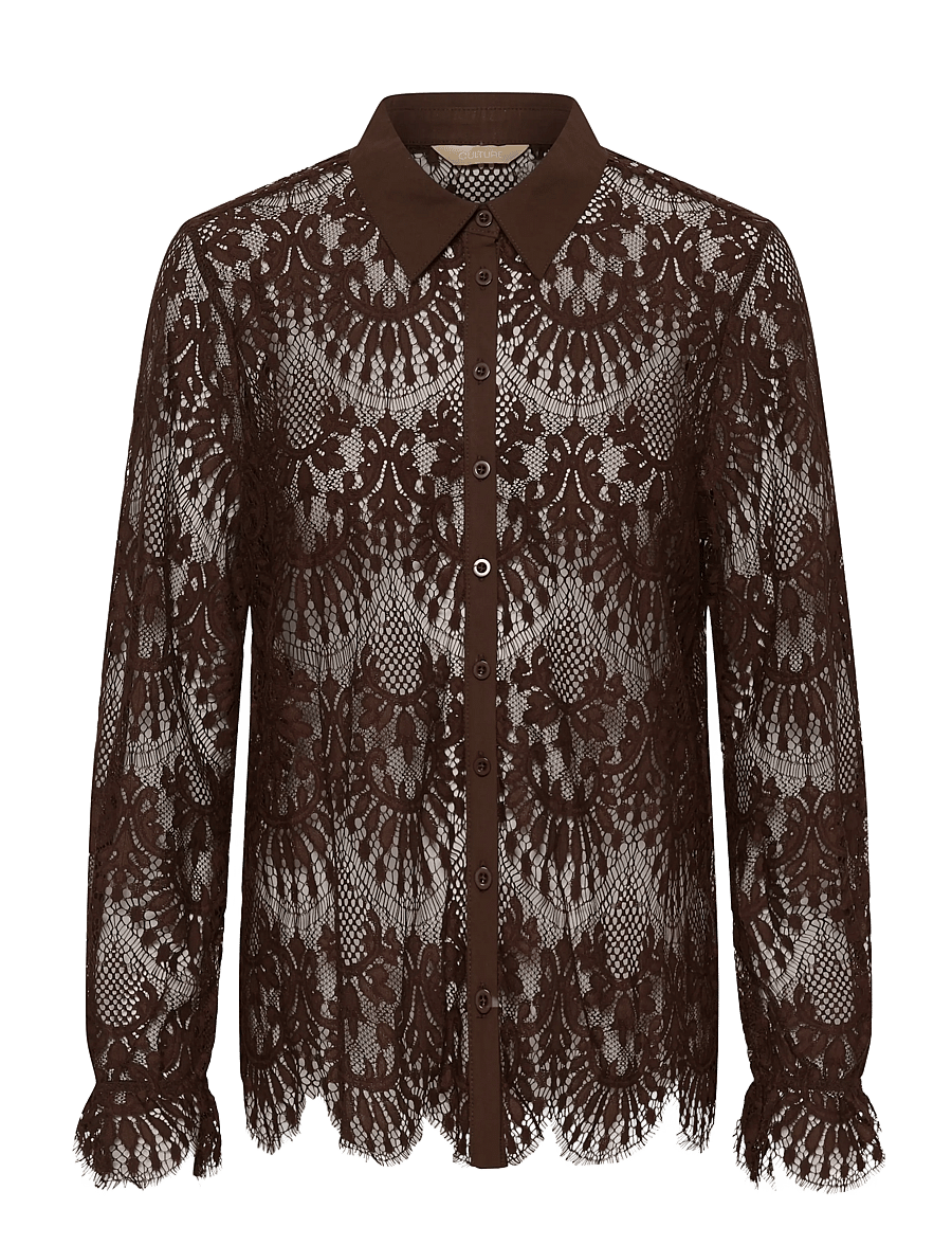 Culture - CUarto Okram Shirt - langærmede bluser - coffee bean - 0