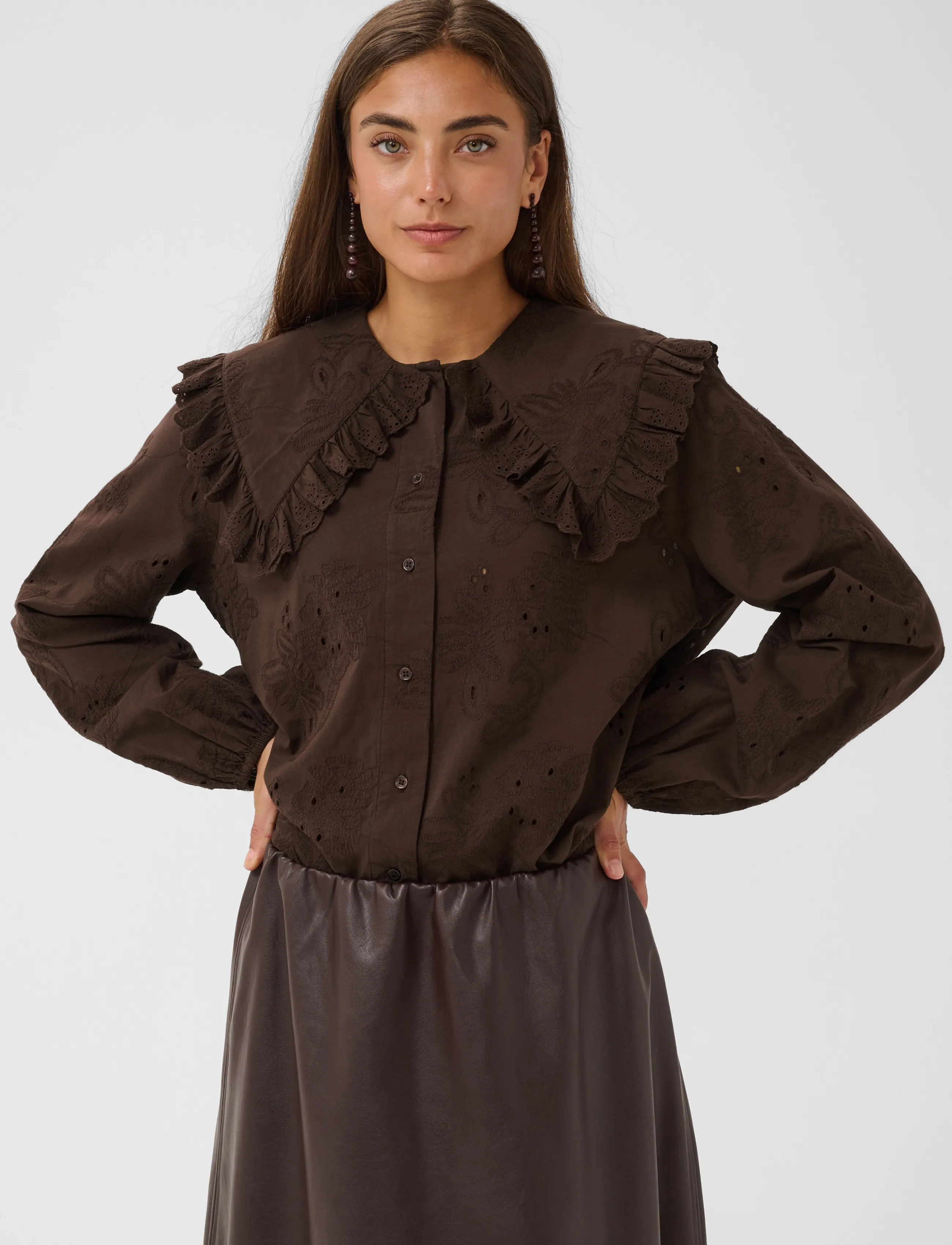 Culture - CUclaramille Shirt - langærmede skjorter - coffee bean - 2