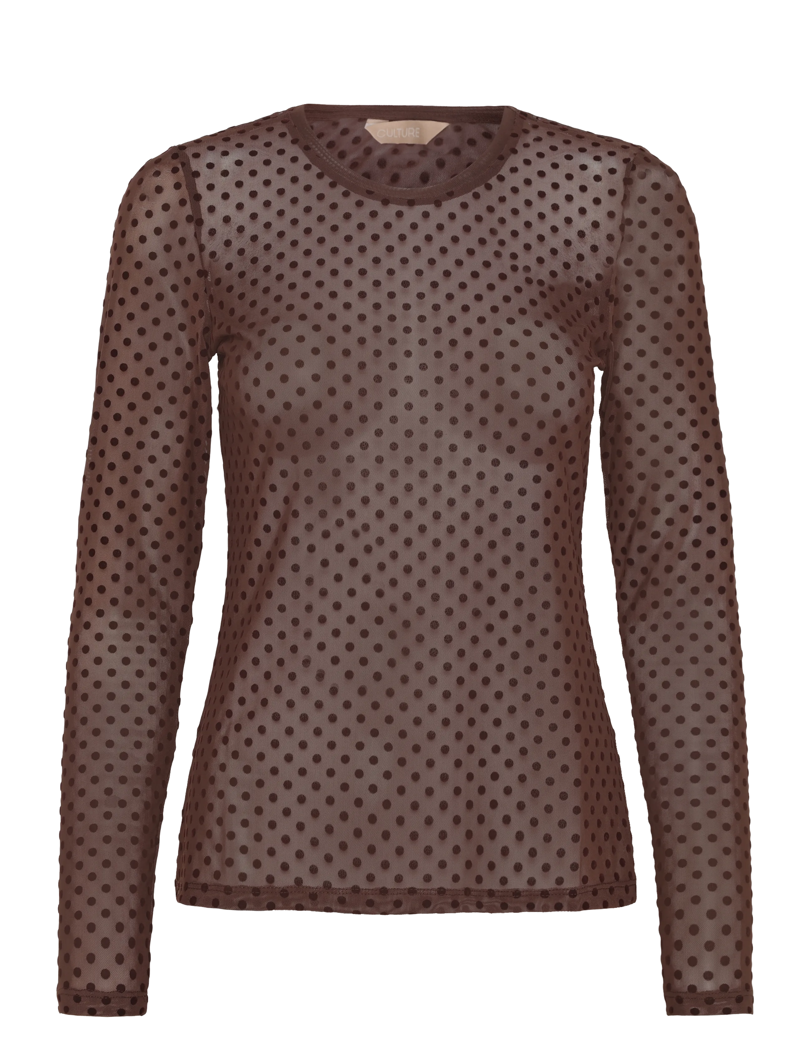 Culture CUlaya Mesh Blouse - Blusar - BROWN DOT / brown