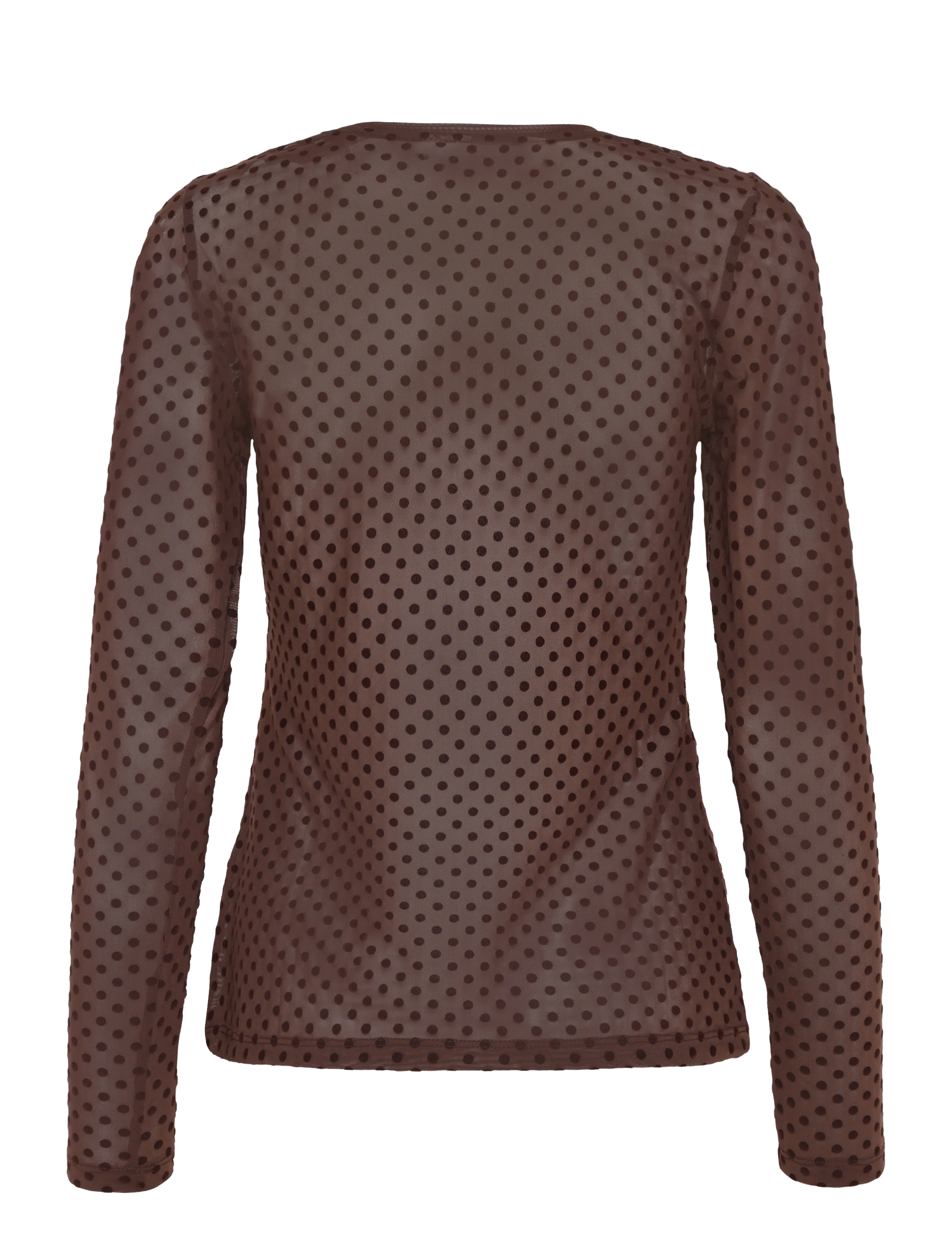 Culture - CUlaya Mesh Blouse - långärmade blusar - brown dot - 1