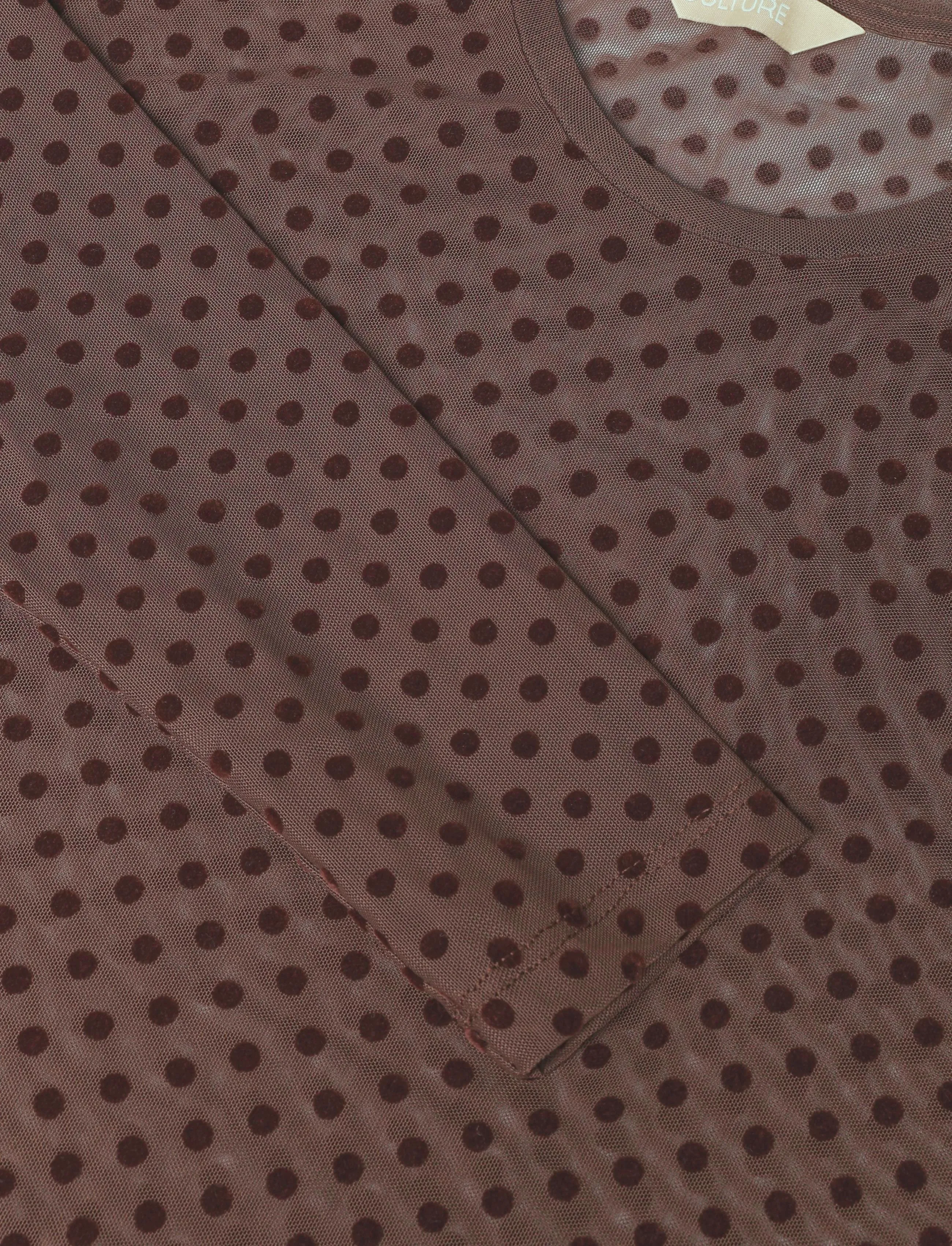 Culture - CUlaya Mesh Blouse - långärmade blusar - brown dot - 2