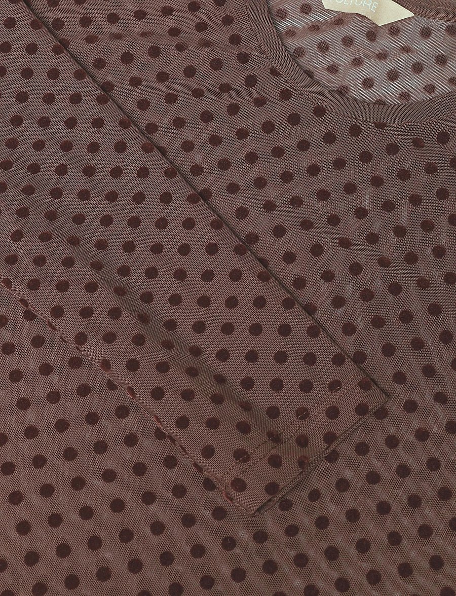 Culture - CUlaya Mesh Blouse - långärmade blusar - brown dot - 2