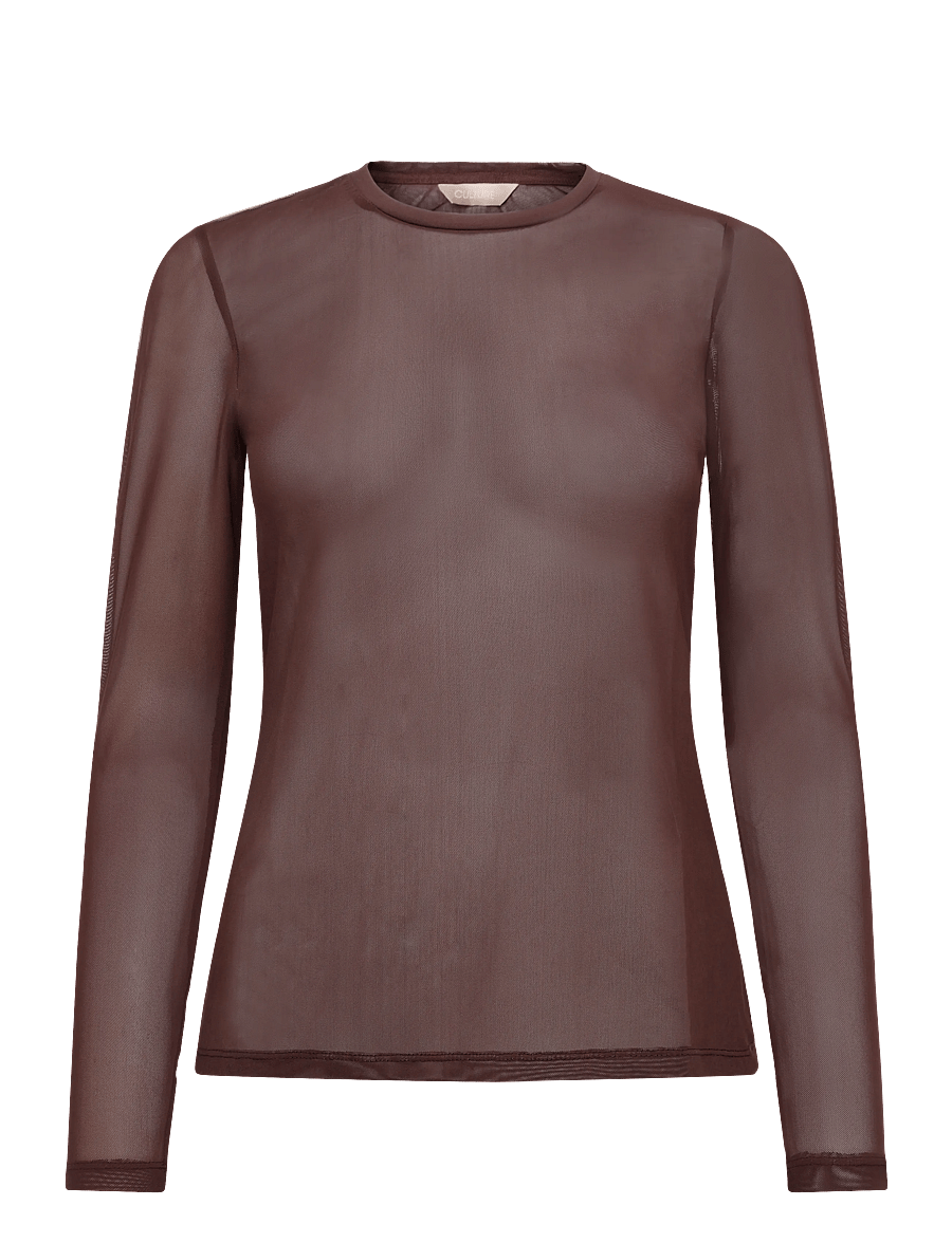 Culture - CUlaya Mesh Blouse - langærmede bluser - coffee bean - 0