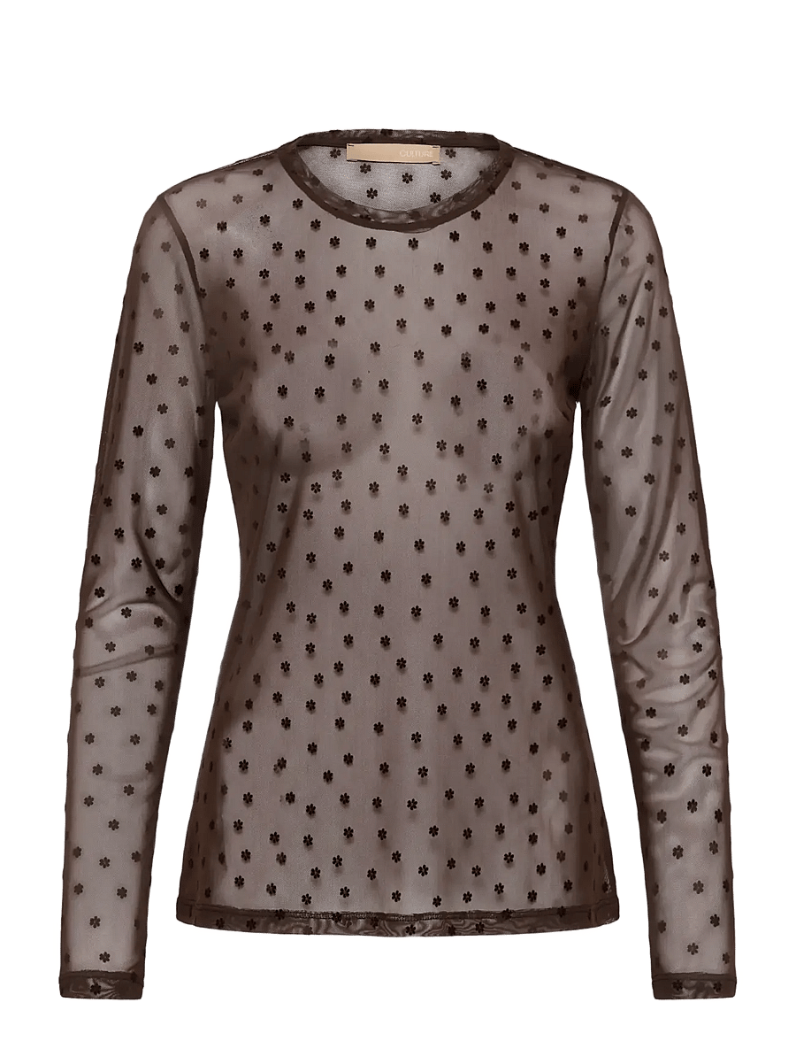 Culture - CULAYA MESH BLOUSE - langærmede bluser - coffee bean flower - 0