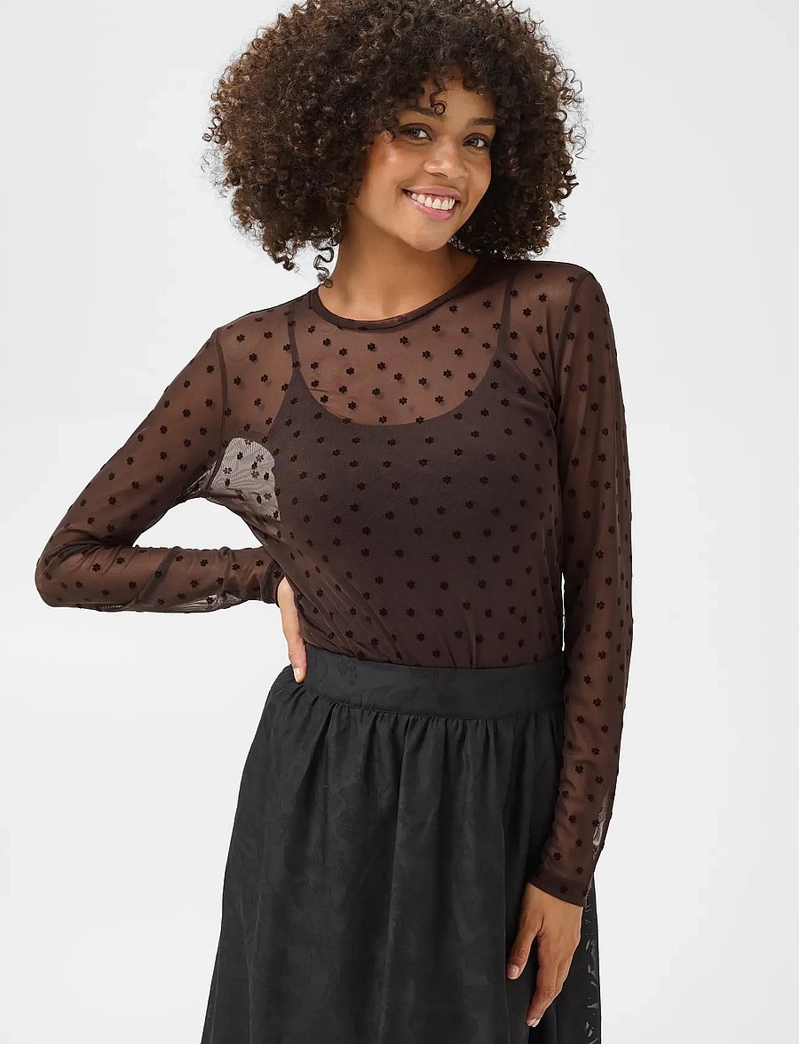 Culture - CULAYA MESH BLOUSE - langærmede bluser - coffee bean flower - 2