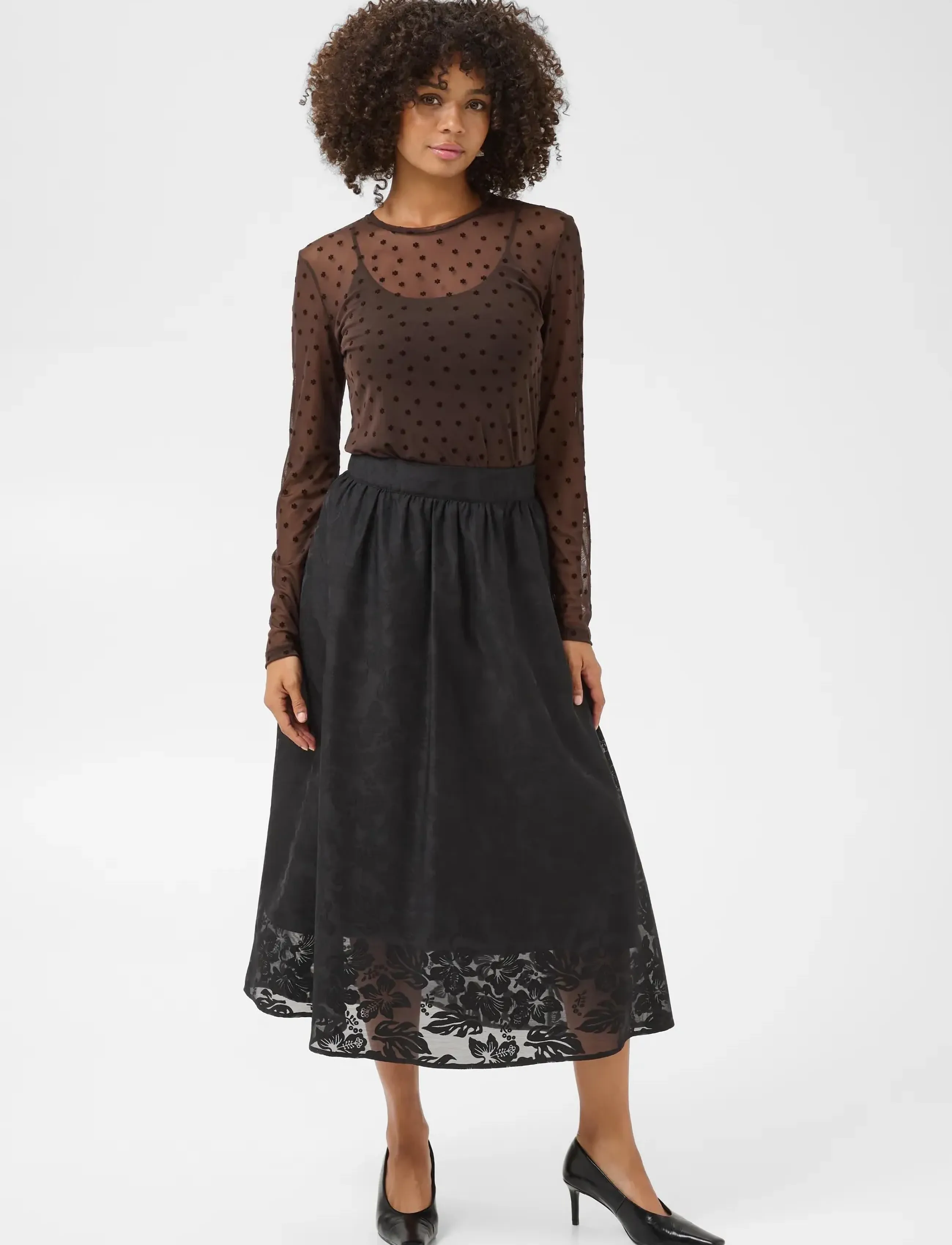 Culture - CULAYA MESH BLOUSE - langærmede bluser - coffee bean flower - 3