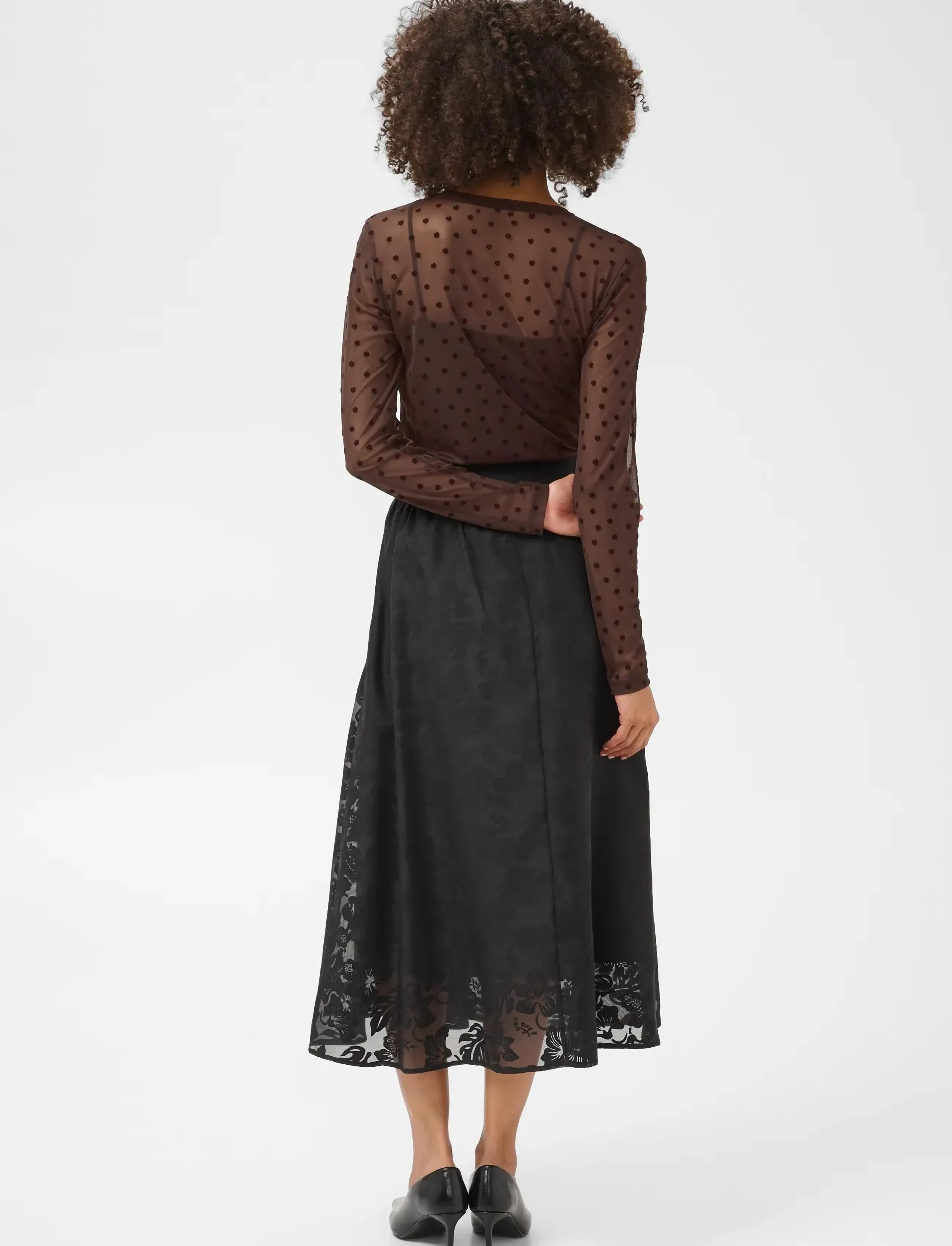 Culture - CULAYA MESH BLOUSE - langærmede bluser - coffee bean flower - 4