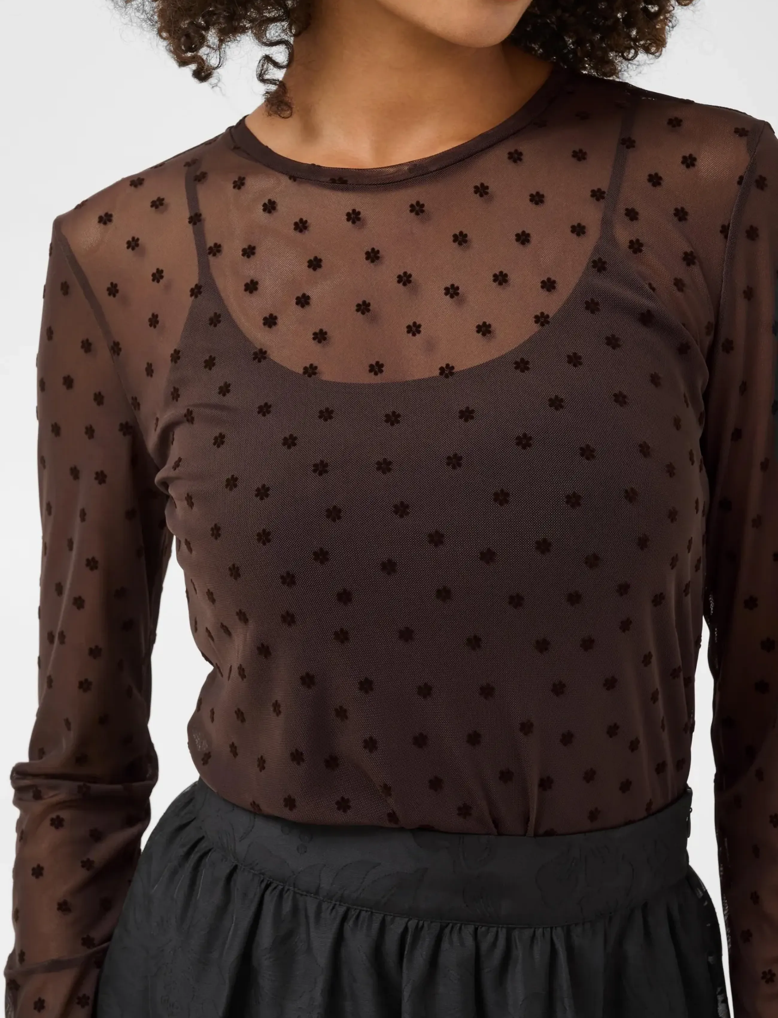 Culture - CULAYA MESH BLOUSE - langærmede bluser - coffee bean flower - 5