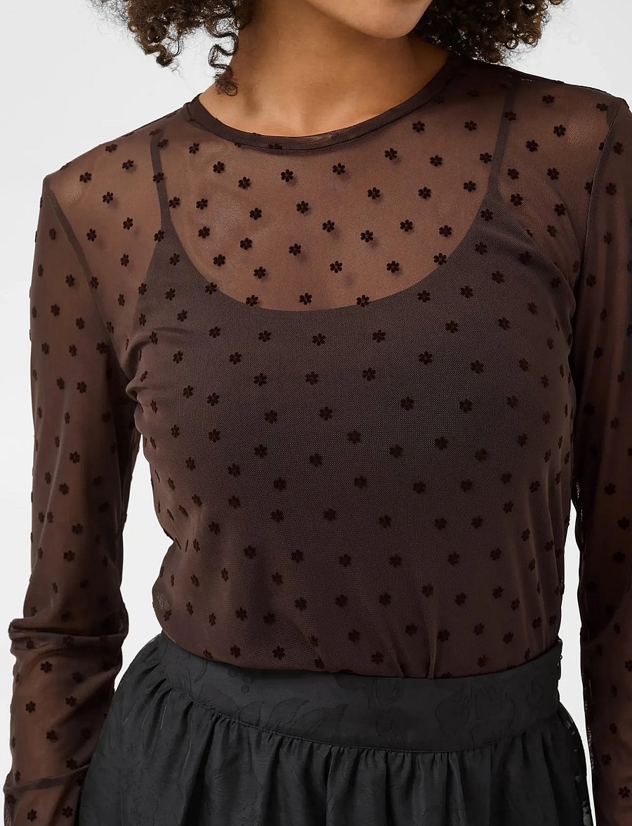 Culture - CULAYA MESH BLOUSE - langærmede bluser - coffee bean flower - 5