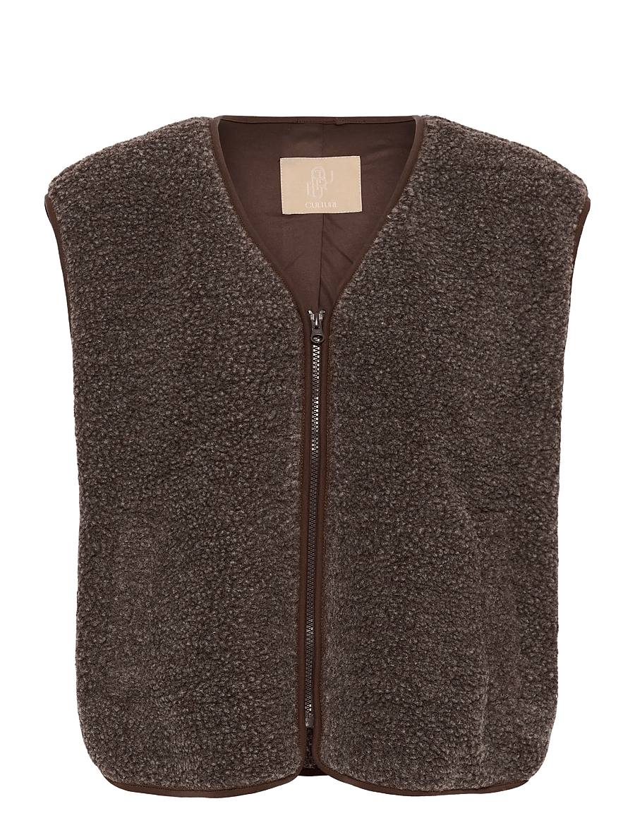 Culture - CUcatina Teddy Waistcoat - teddy-vestid - coffee bean melange - 0