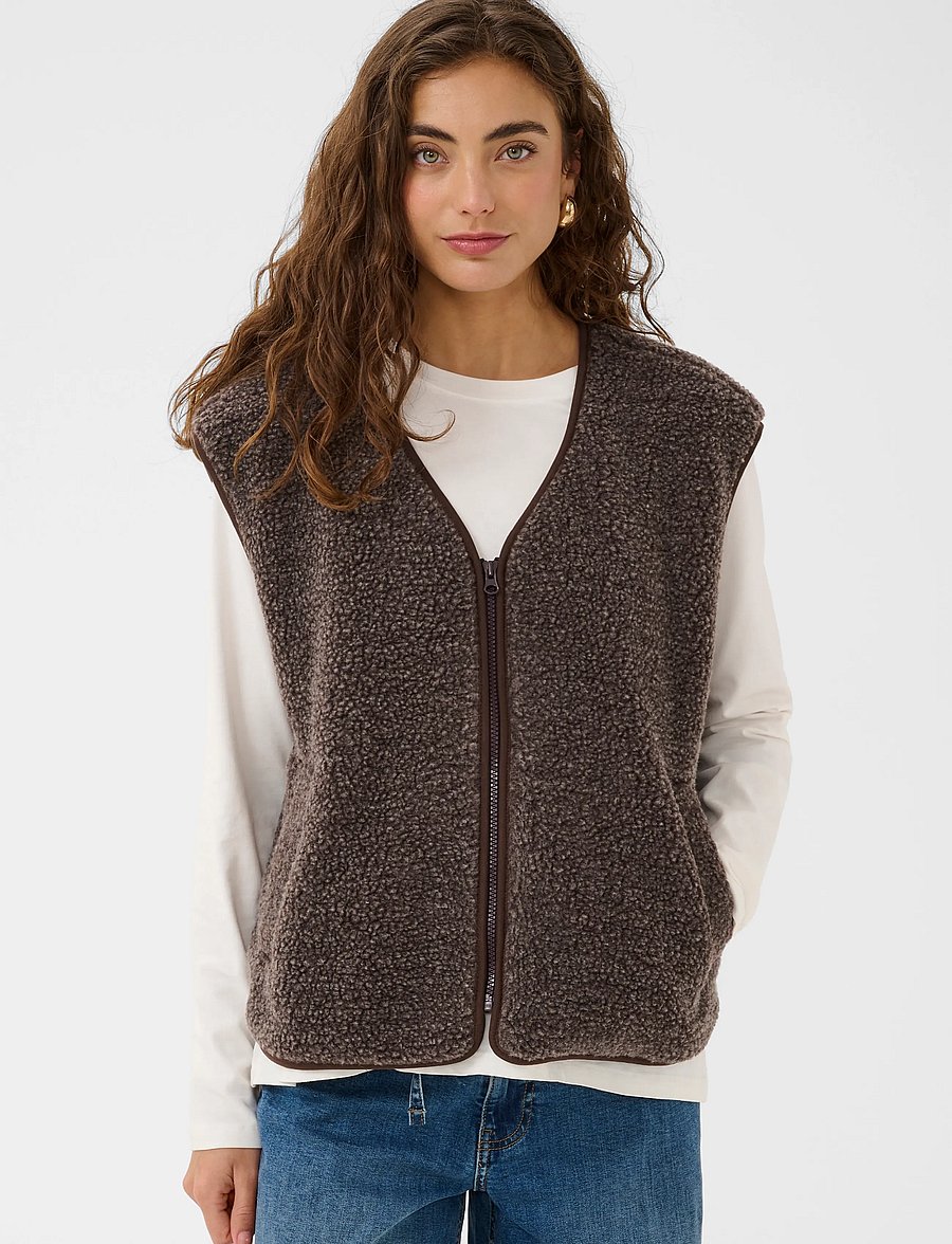 Culture - CUcatina Teddy Waistcoat - teddy-vestid - coffee bean melange - 2