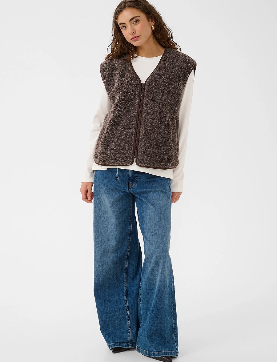 Culture - CUcatina Teddy Waistcoat - teddy-vestid - coffee bean melange - 3