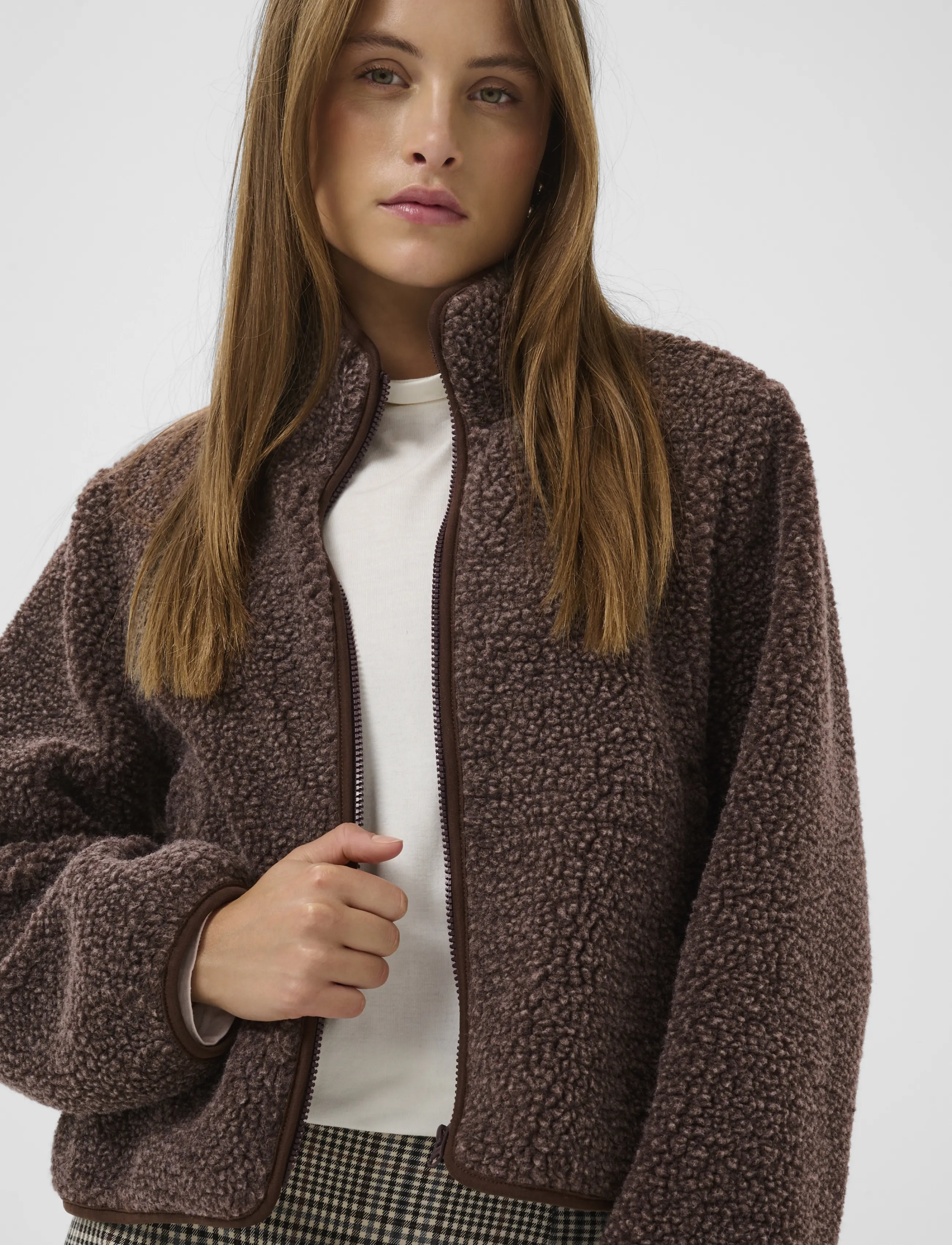 Culture - CUcatina Teddy Jacket - coffee bean melange - 5