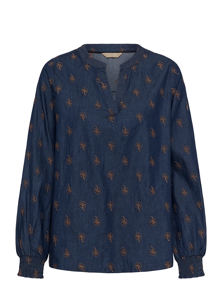 Culture - CUclover Michelle Blouse - långärmade blusar - rinse wash - 0
