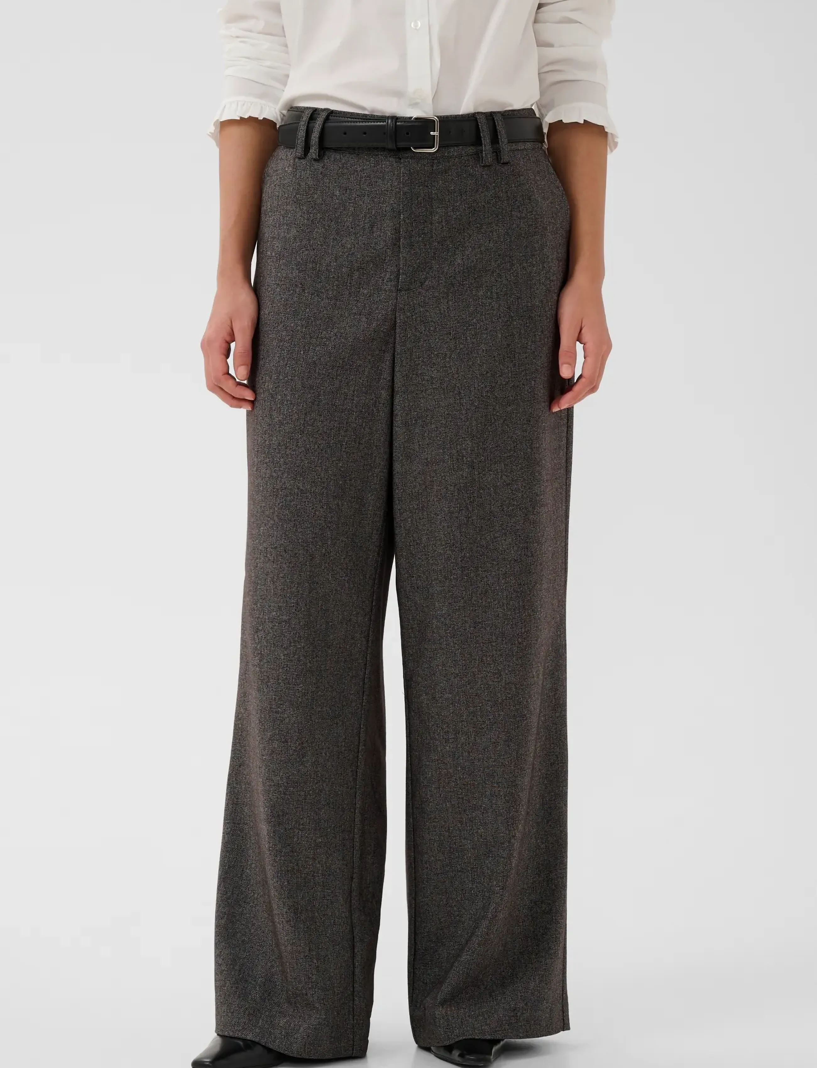 Culture - CUSTORMY PANTS - wide leg trousers - grey melange/silver - 2