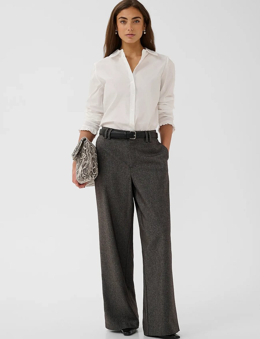 Culture - CUSTORMY PANTS - bukser med brede ben - grey melange/silver - 3