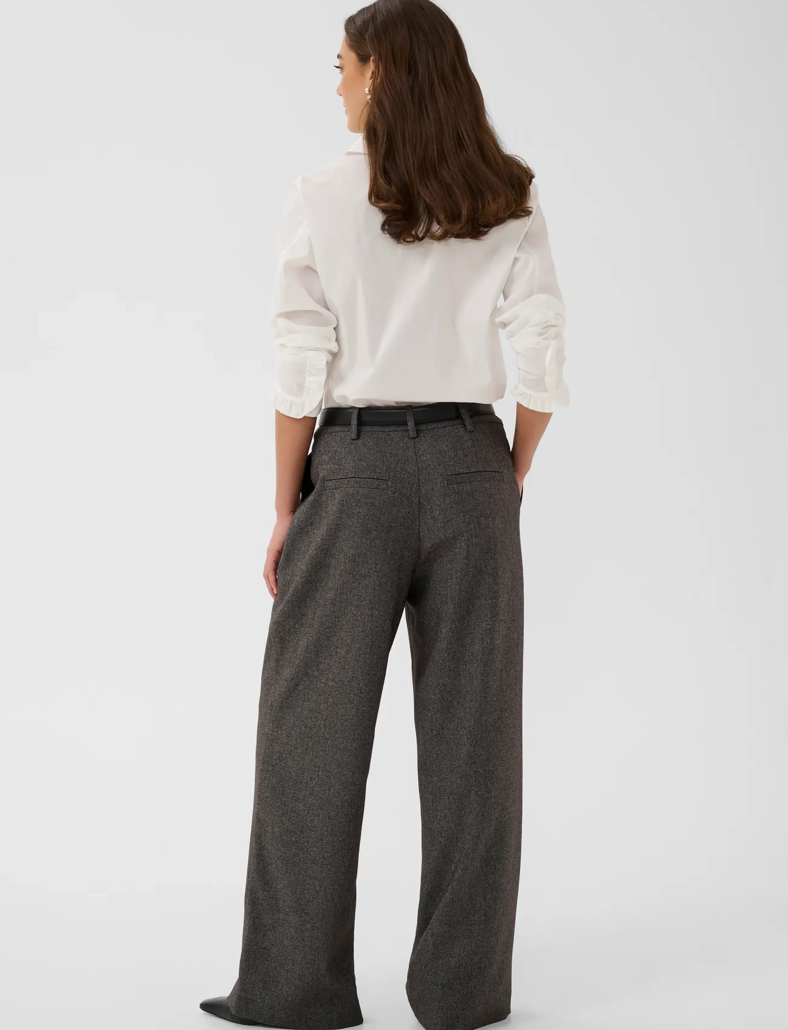 Culture - CUSTORMY PANTS - wide leg trousers - grey melange/silver - 4