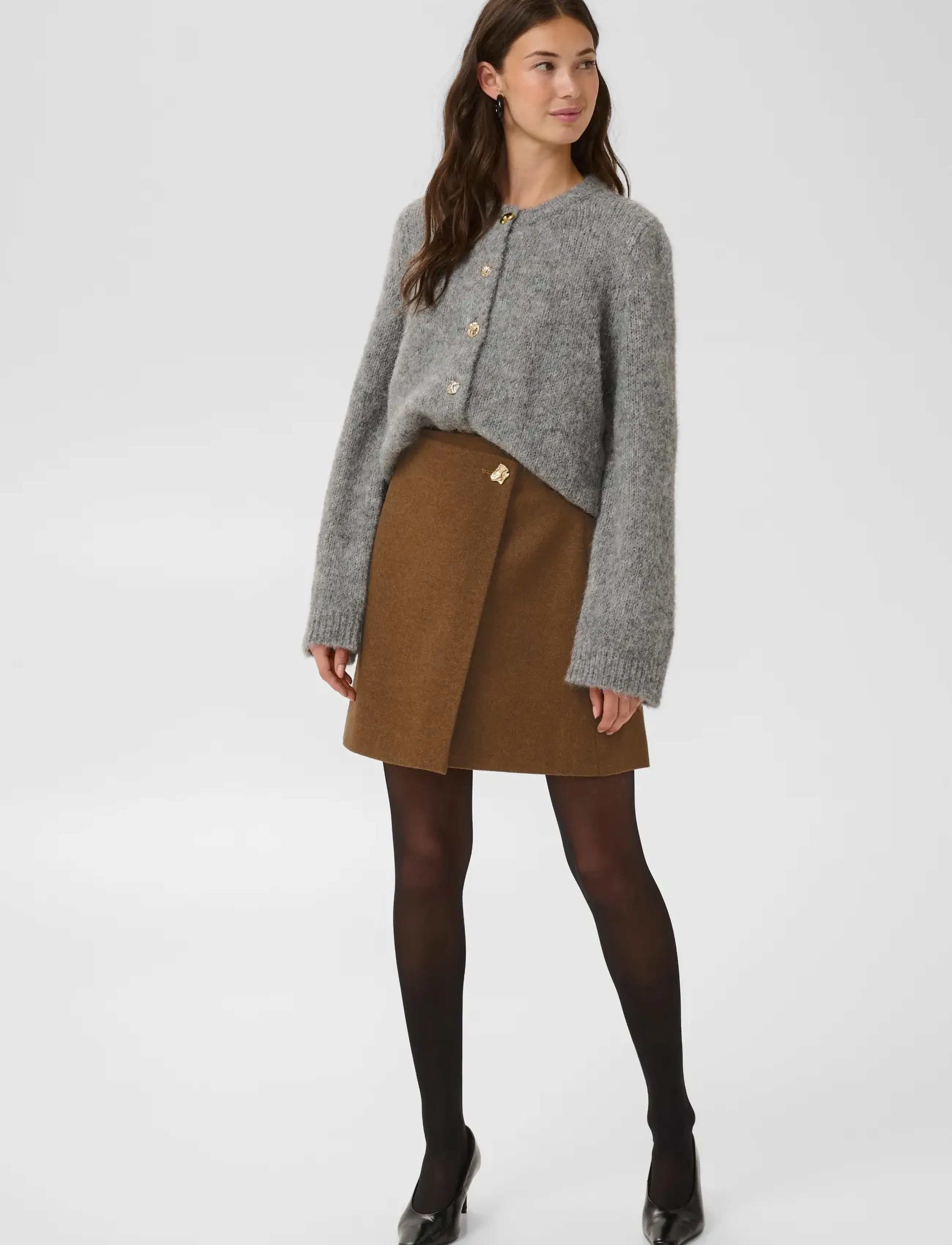 Culture - CUJANOLA SKIRT - slå-om-nederdele - toffee melange - 3
