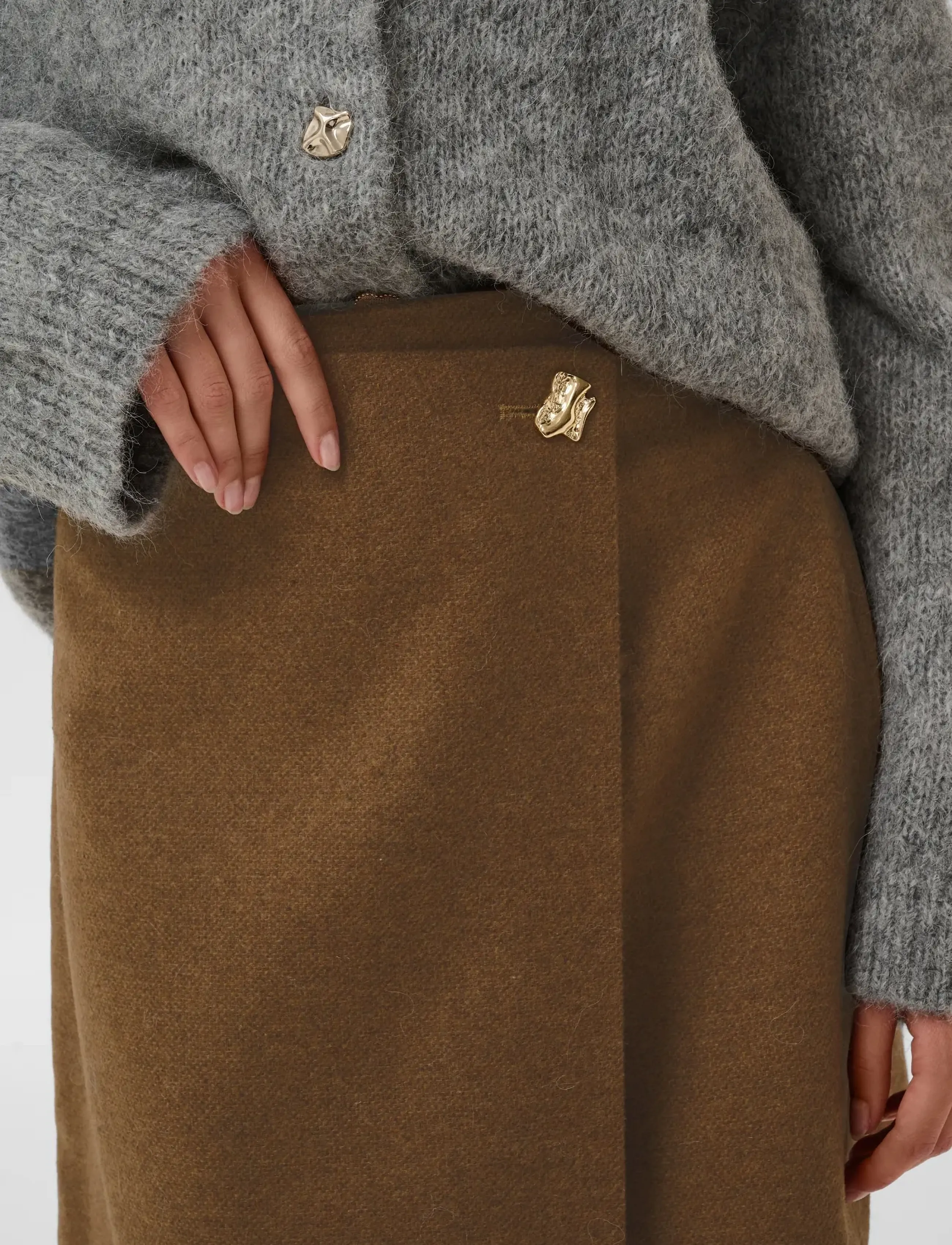 Culture - CUJANOLA SKIRT - slå-om-nederdele - toffee melange - 5